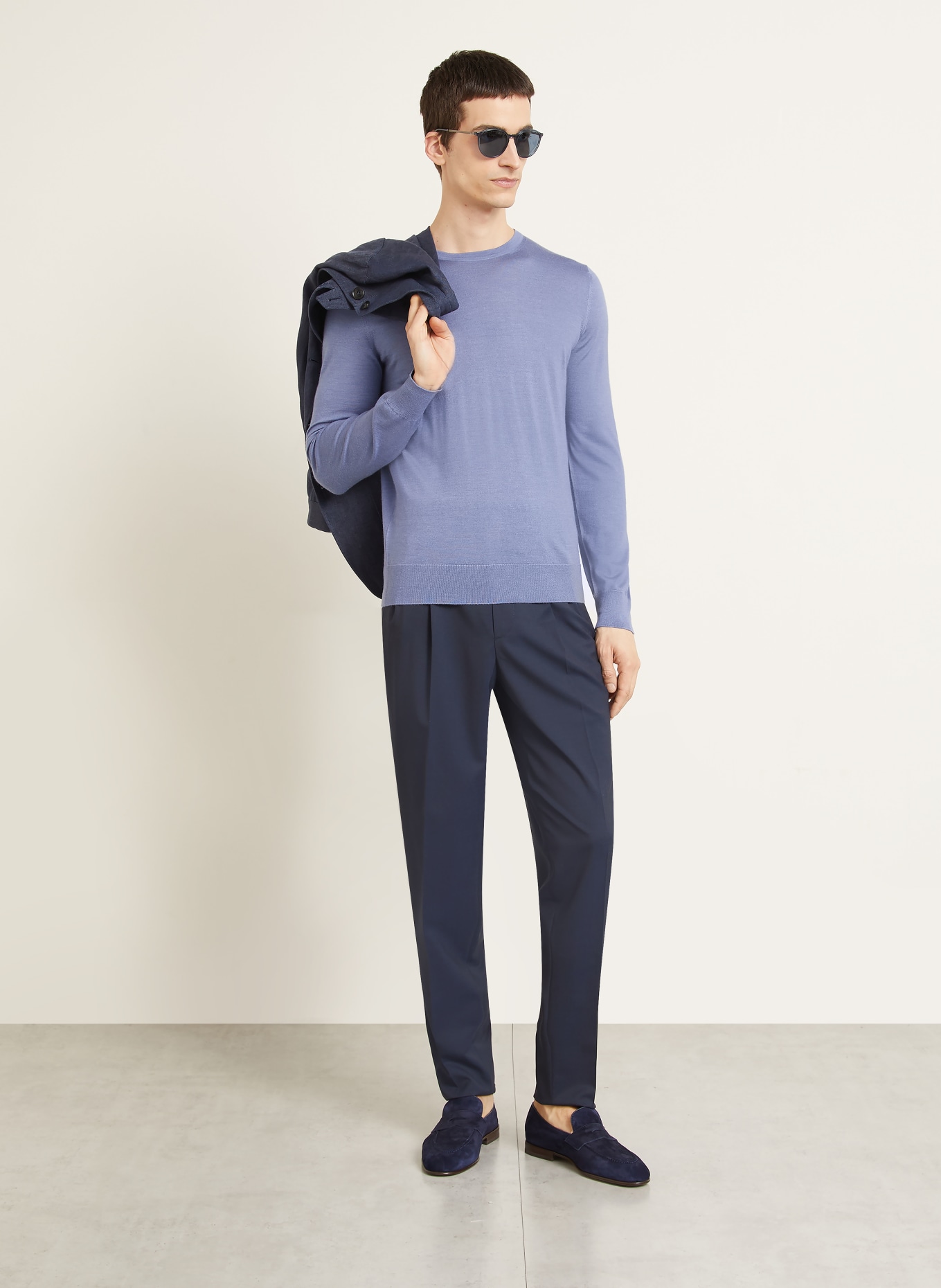 ZEGNA Sweter z kaszmiru z dodatkiem jedwabiu: NIEBIESKI