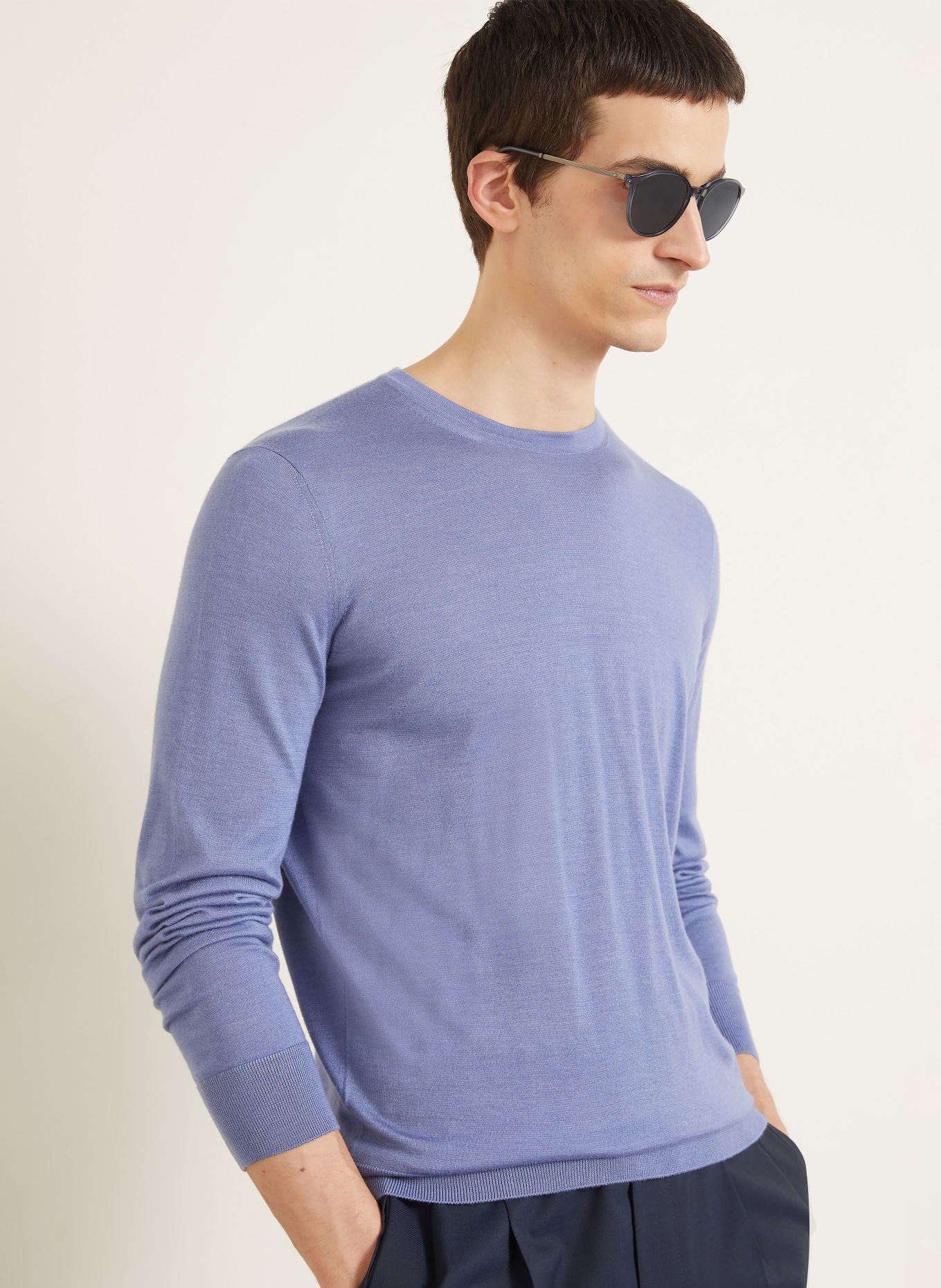 ZEGNA Sweter z kaszmiru z dodatkiem jedwabiu: NIEBIESKI