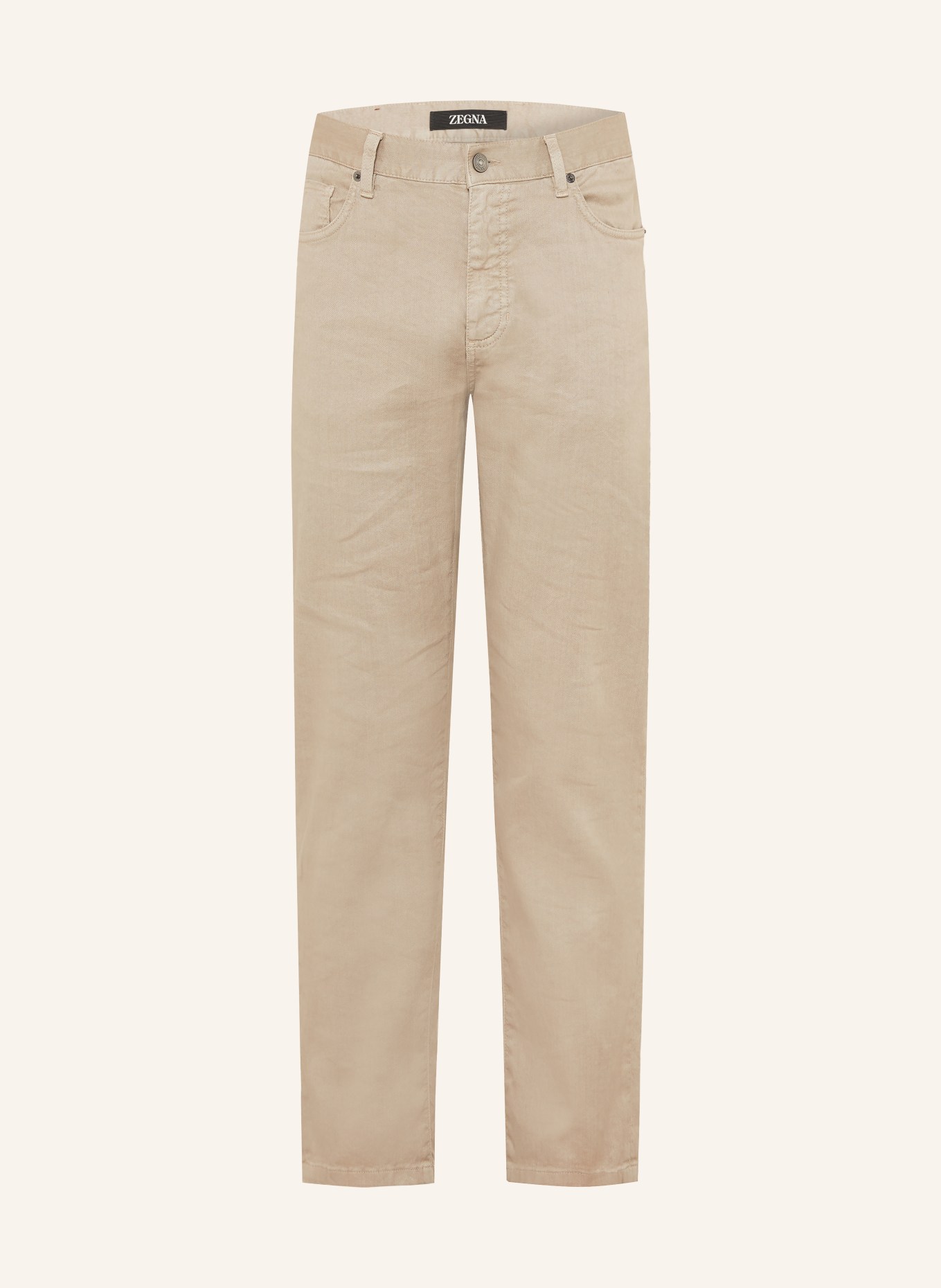 ZEGNA Slim fit pants with linen: N02 MID BEIGE SOLID