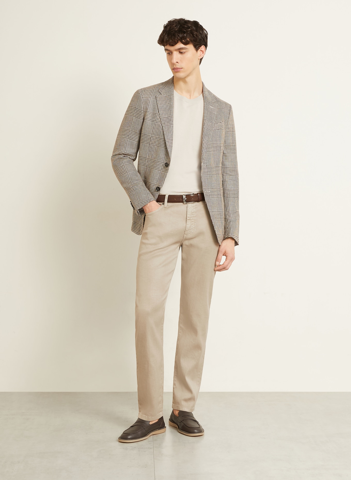 ZEGNA Slim fit pants with linen: N02 MID BEIGE SOLID