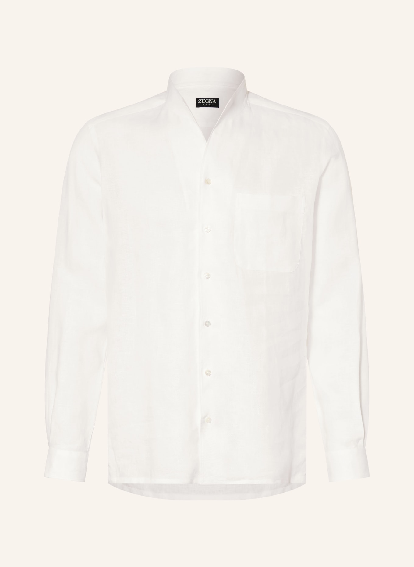 ZEGNA Comfort Fit linen shirt with stand-up collar: WHITE