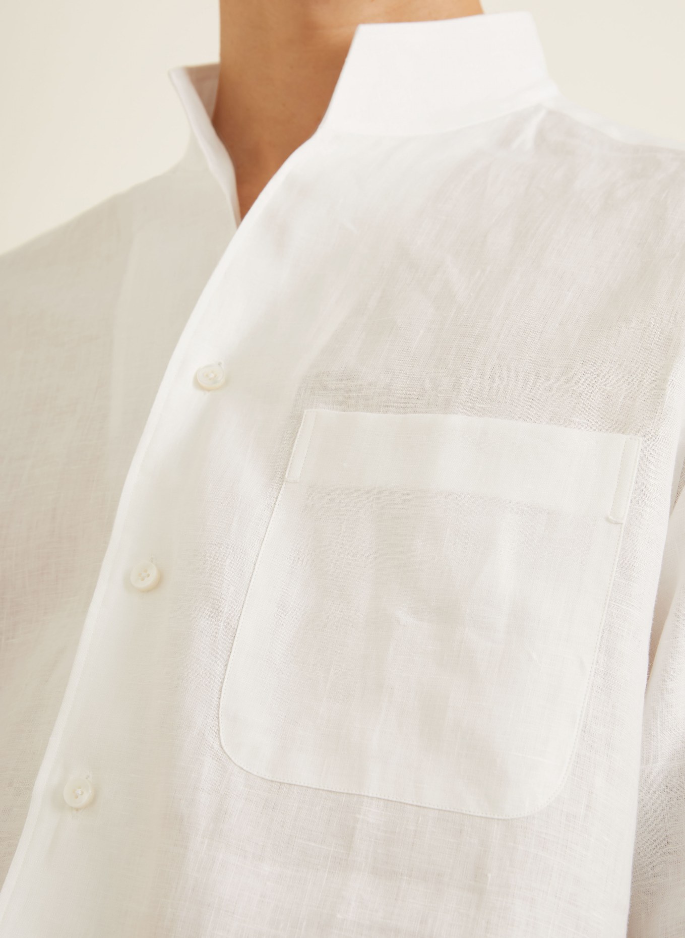 ZEGNA Comfort Fit linen shirt with stand-up collar: WHITE
