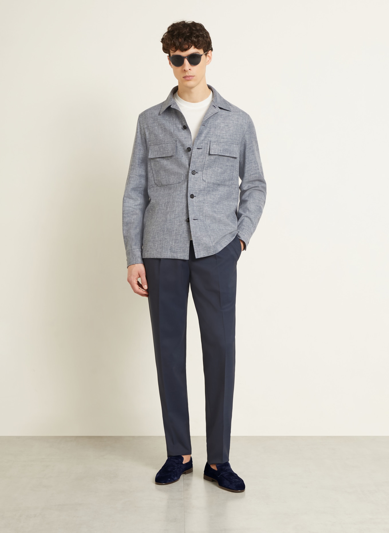 ZEGNA Overjacket with linen: BLUE