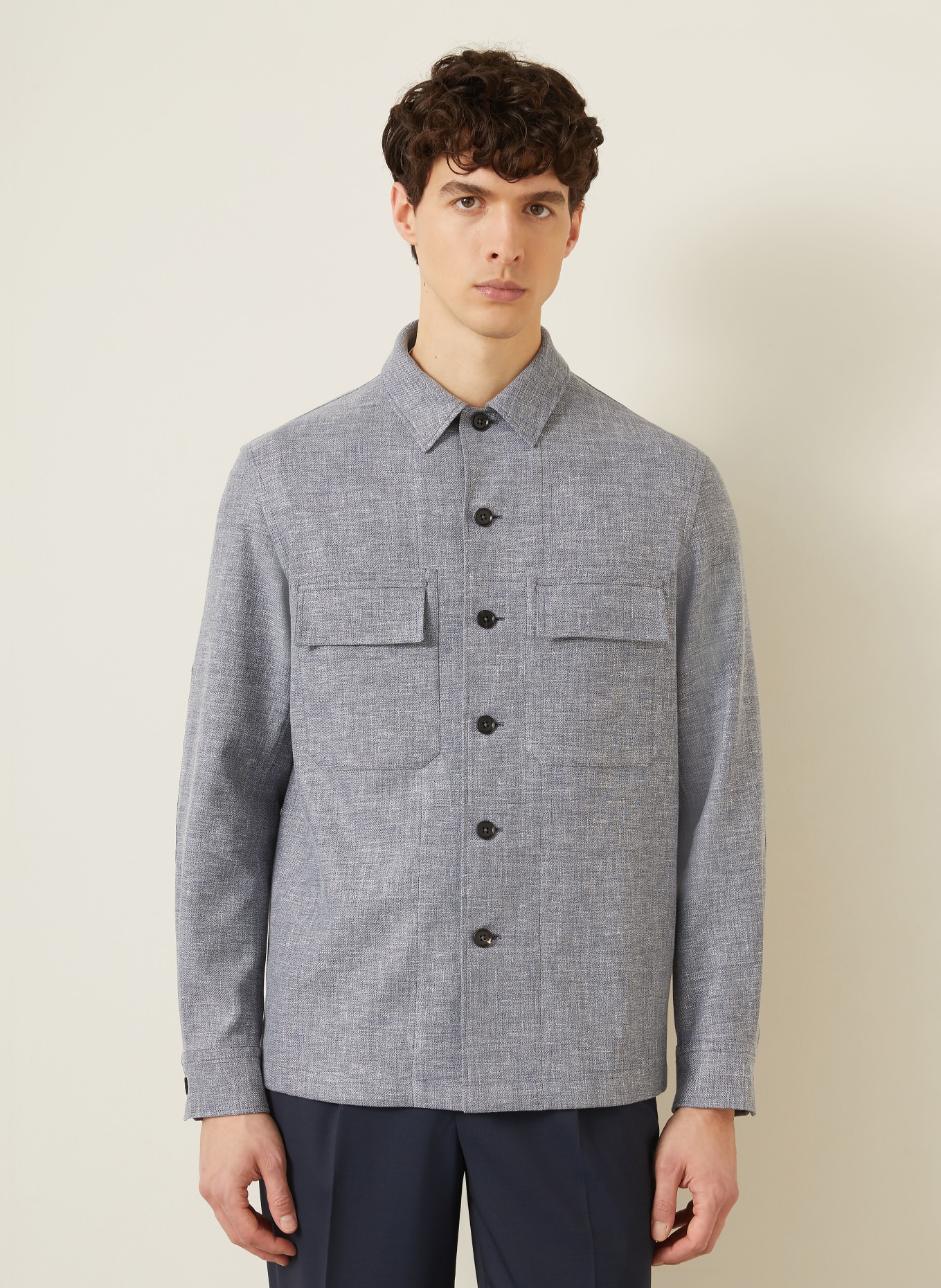 ZEGNA Overjacket with linen: BLUE