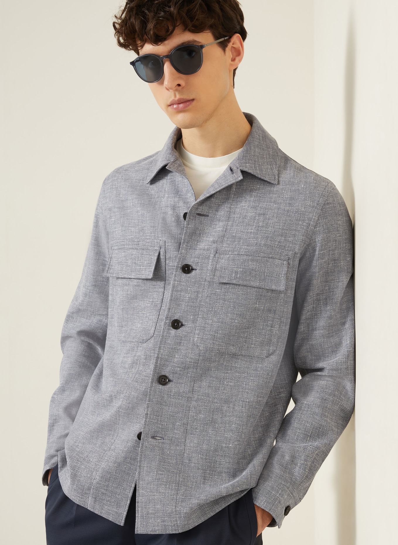 ZEGNA Overjacket with linen: BLUE