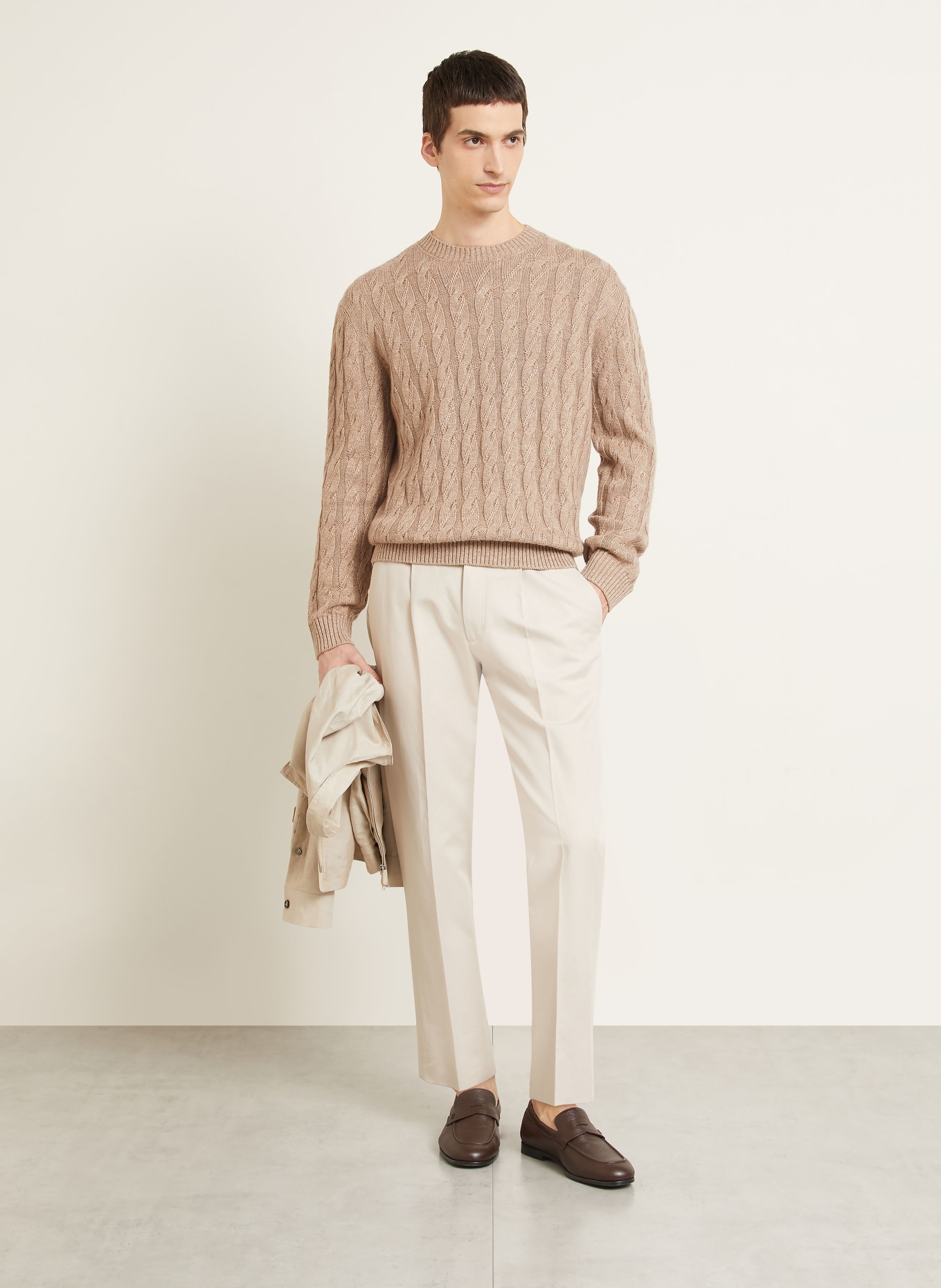 ZEGNA Pullover mit Cashmere und Leinen: BEIGE