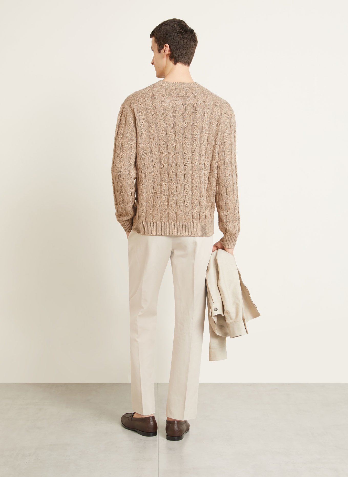 ZEGNA Pullover mit Cashmere und Leinen: BEIGE