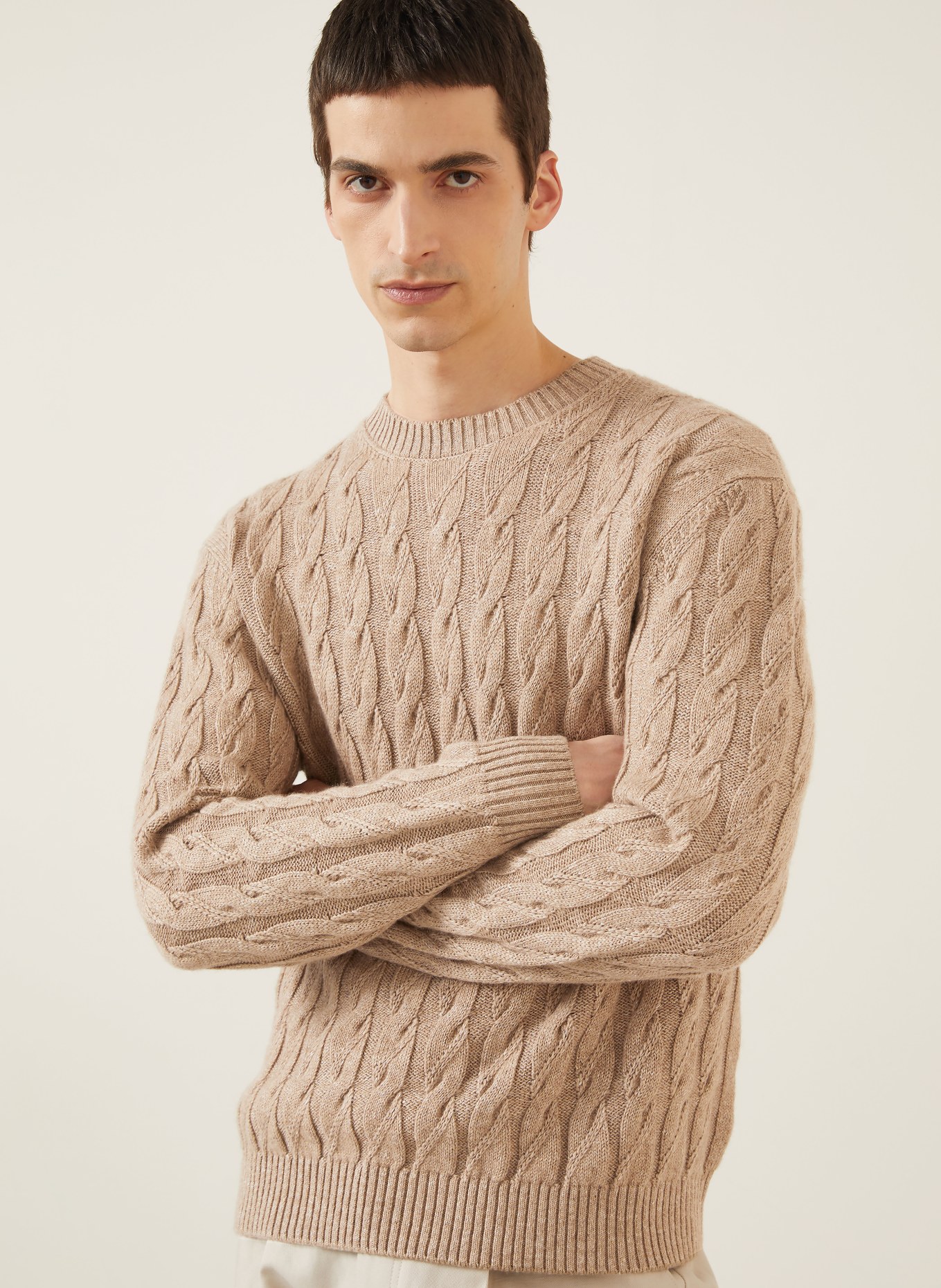 ZEGNA Pullover mit Cashmere und Leinen: BEIGE