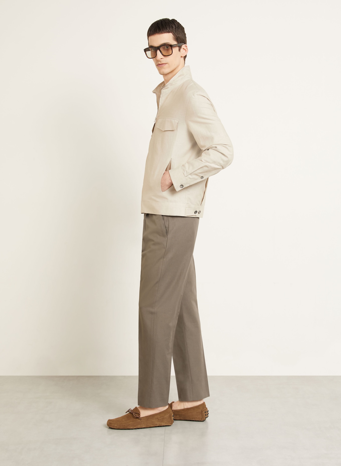 ZEGNA Spodnie Pleated Fit: SZAROBRĄZOWY