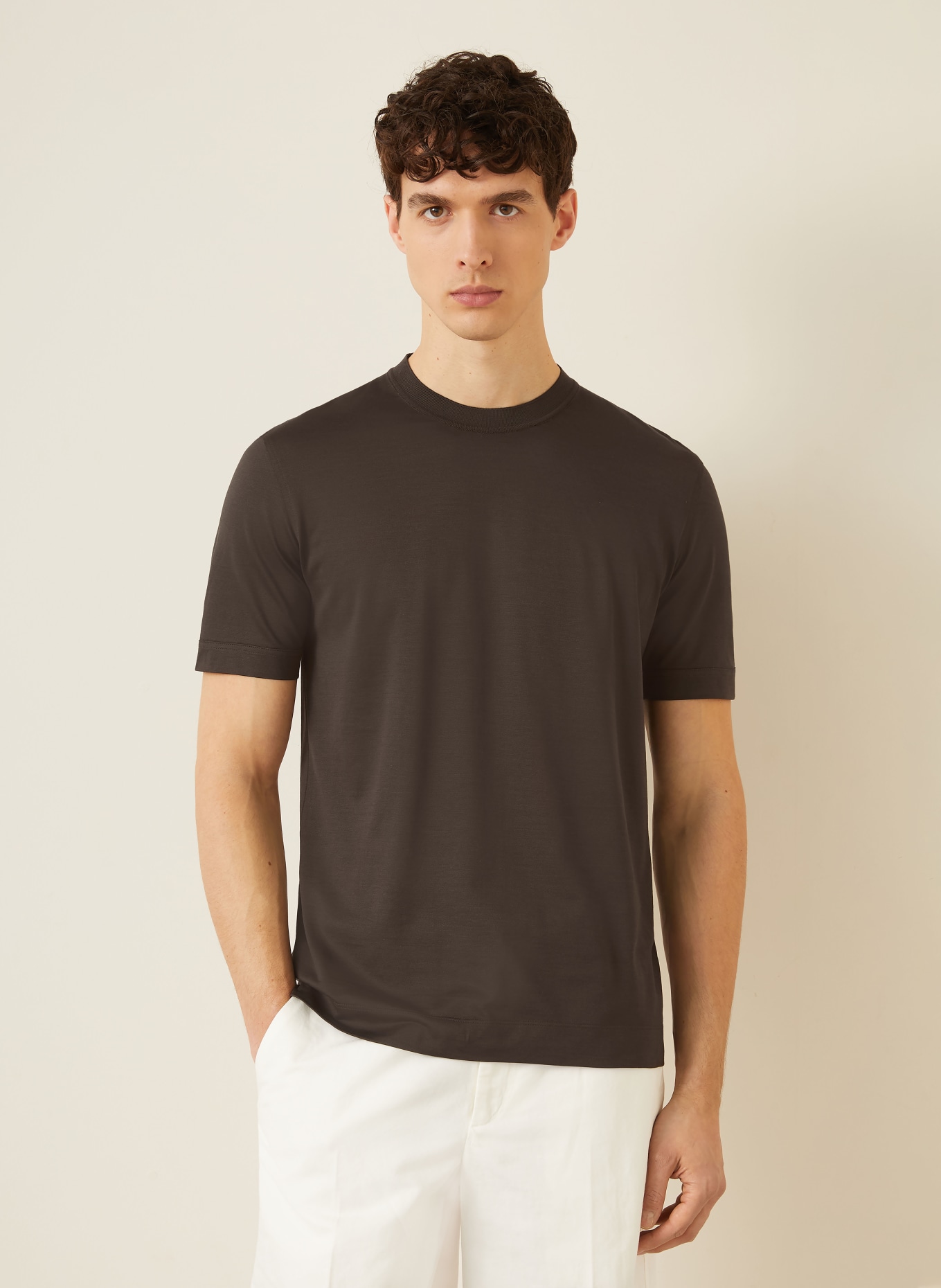 ZEGNA T-shirt with silk: DARK BROWN