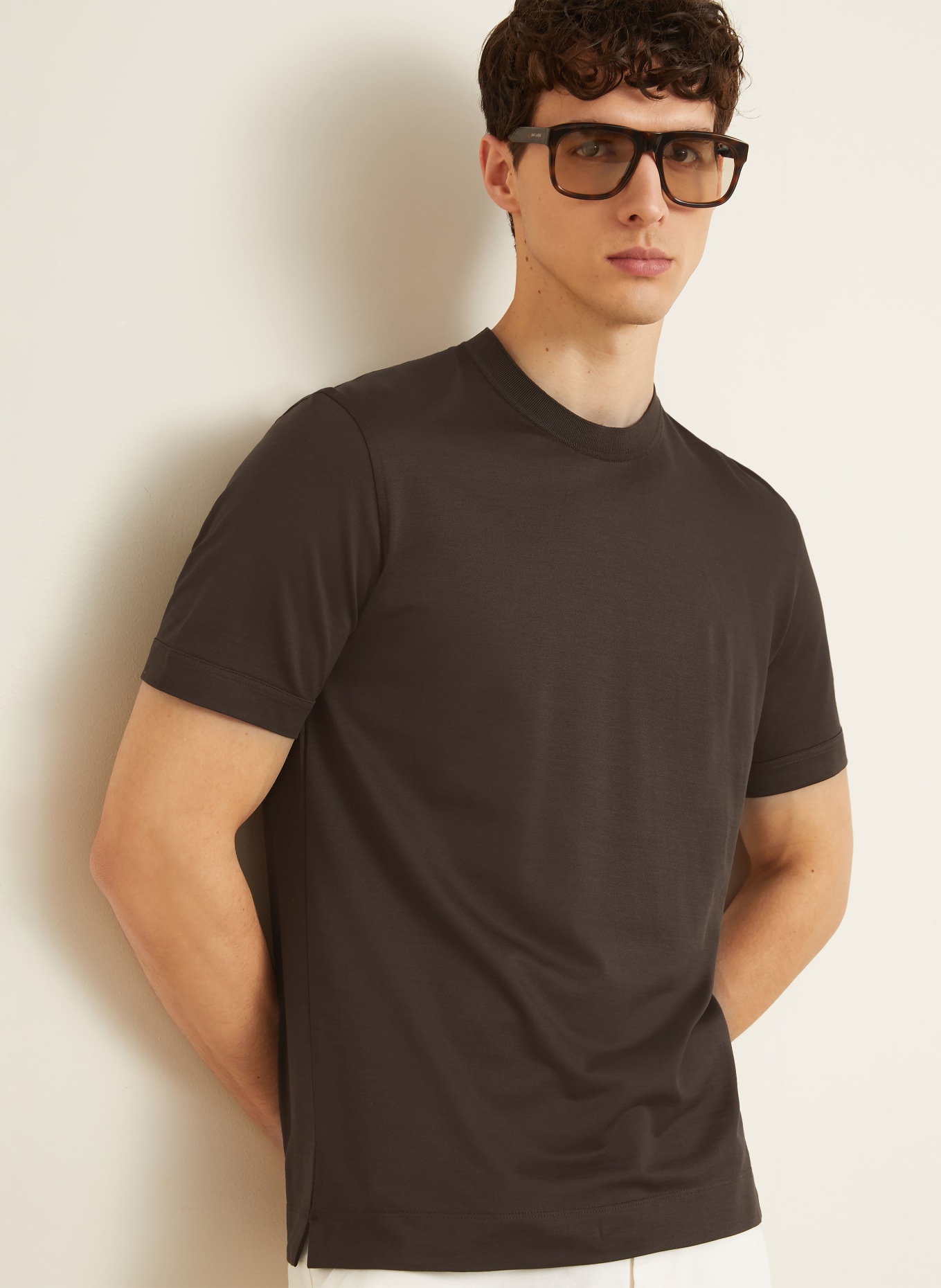 ZEGNA T-shirt with silk: DARK BROWN