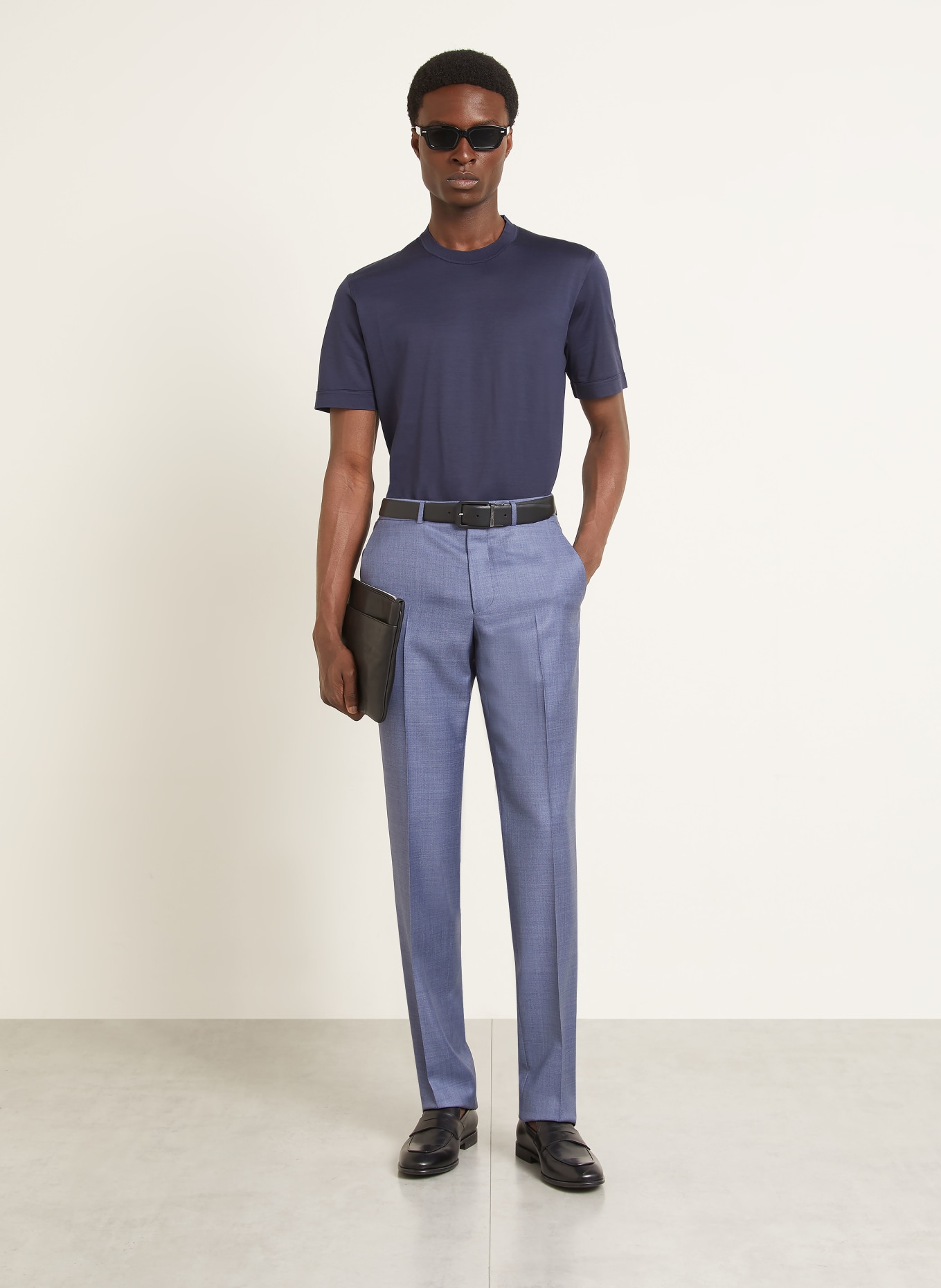 ZEGNA Tričko s hedvábím: TMAVĚ MODRÁ