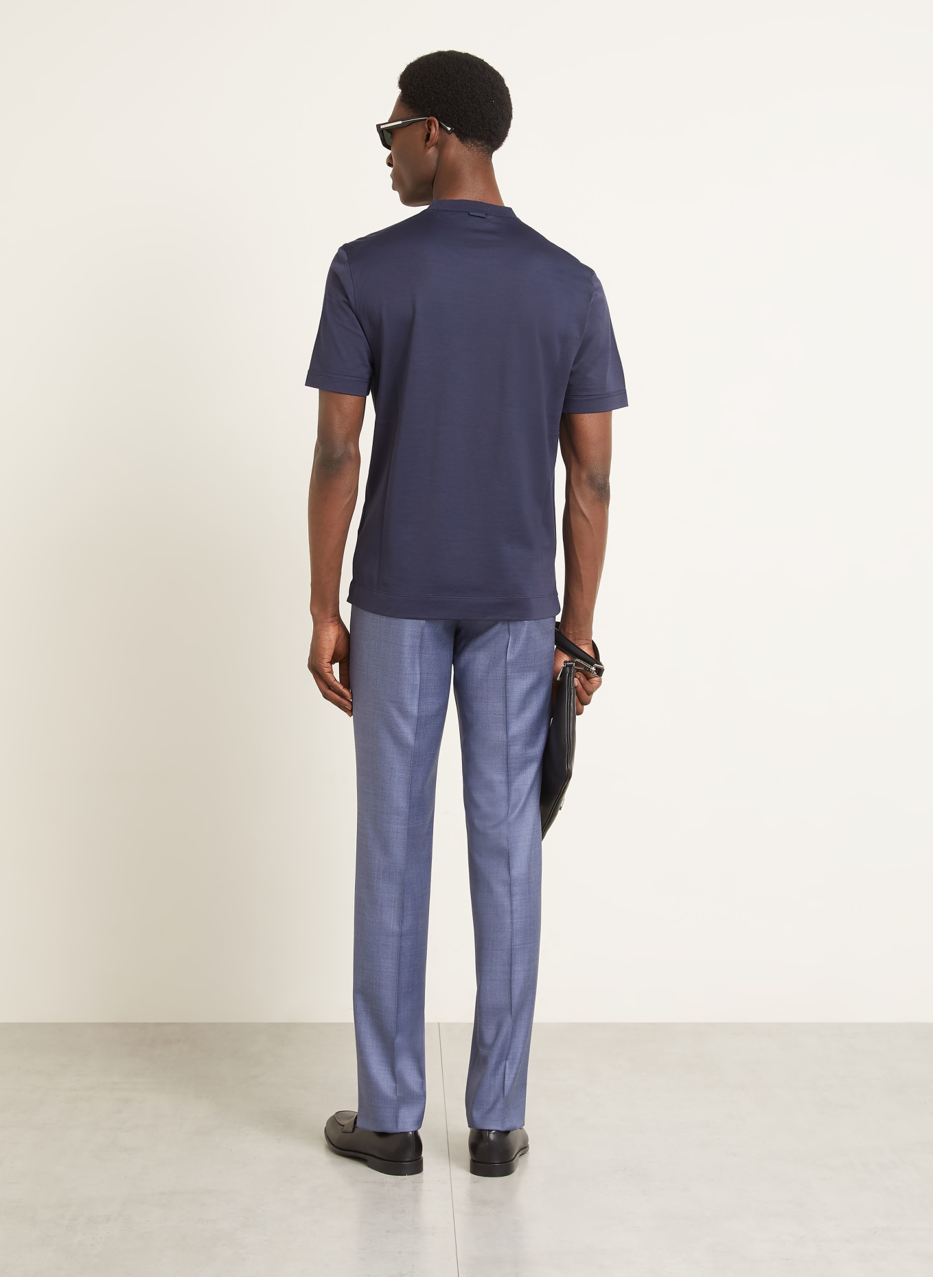 ZEGNA Tričko s hedvábím: TMAVĚ MODRÁ