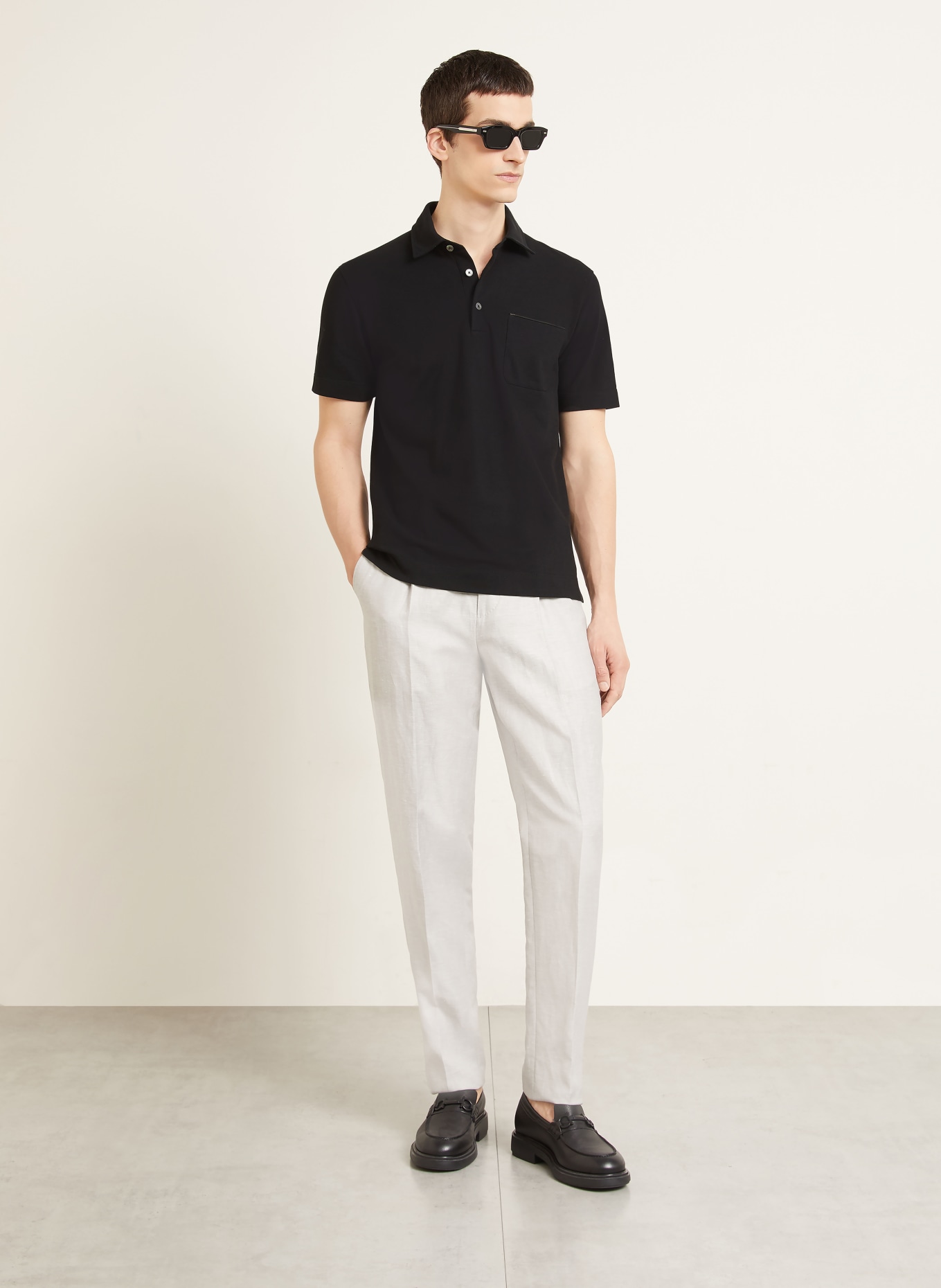 ZEGNA Koszulka polo z pikowanym wzorem: CZARNY