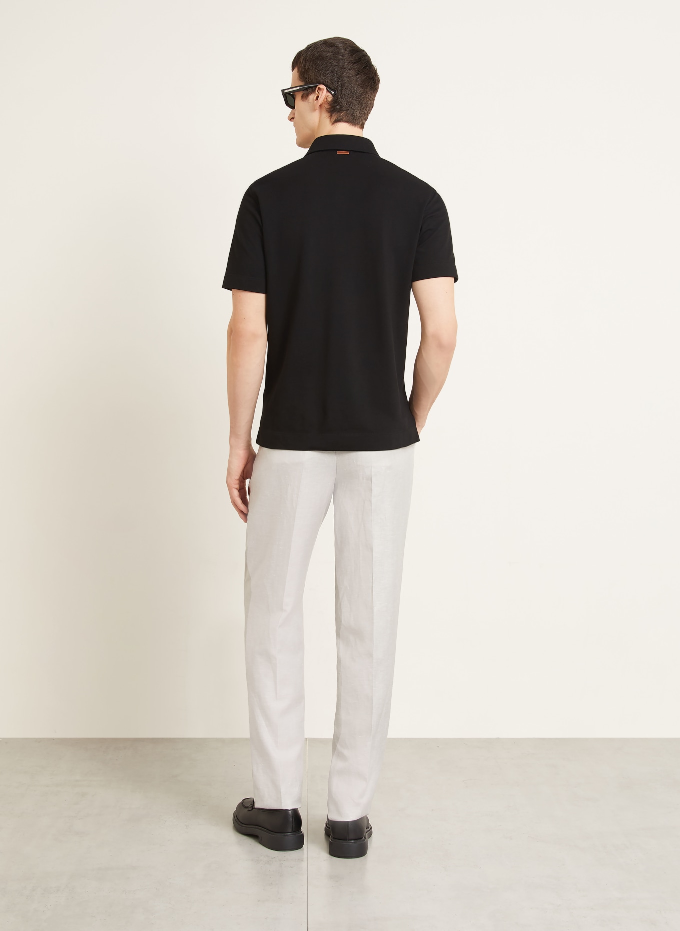 ZEGNA Koszulka polo z pikowanym wzorem: CZARNY