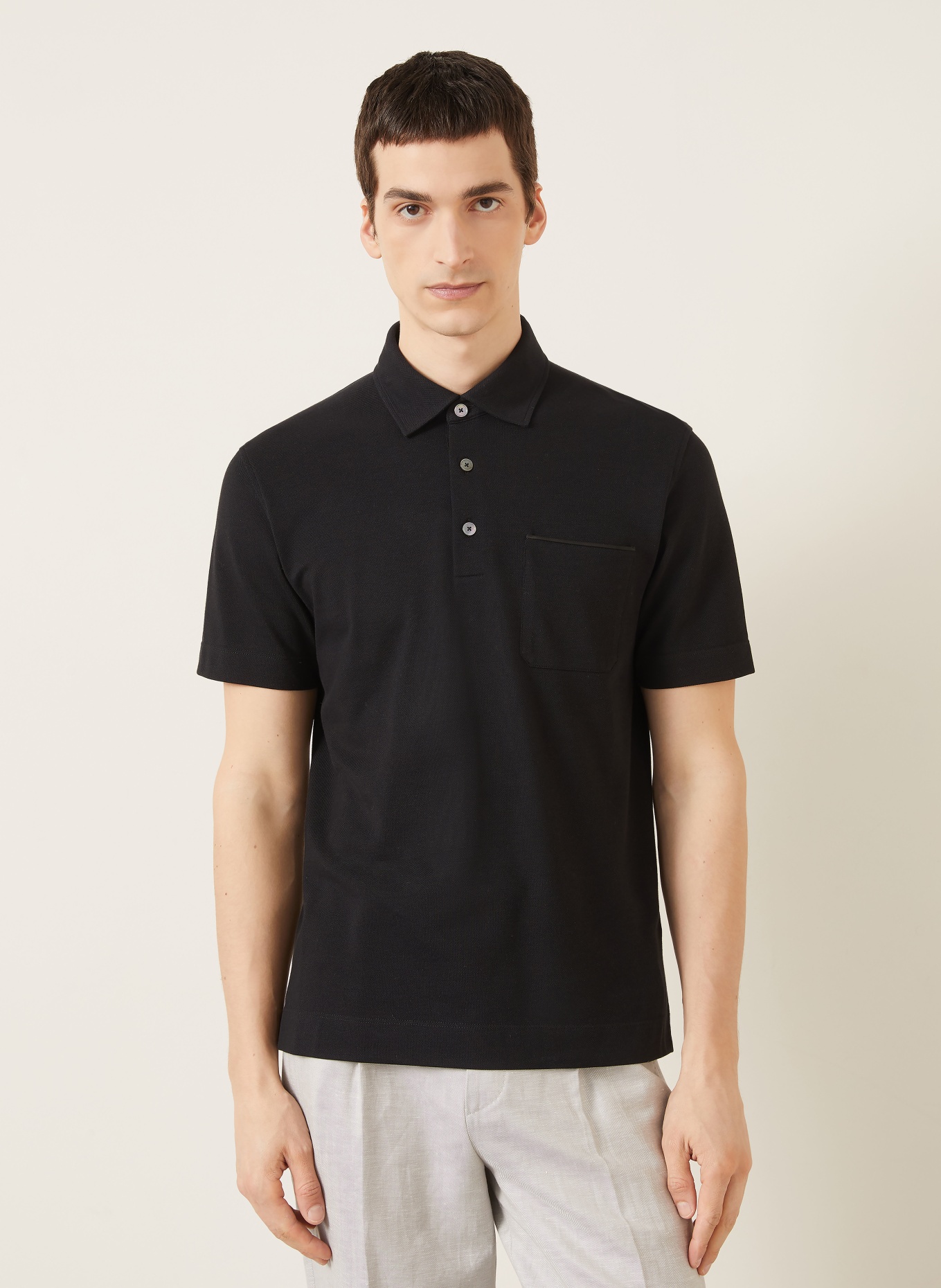 ZEGNA Koszulka polo z pikowanym wzorem: CZARNY