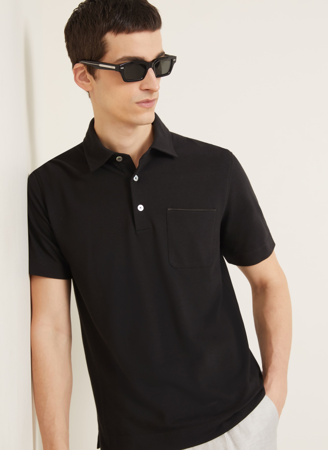 ZEGNA Koszulka polo z pikowanym wzorem: CZARNY