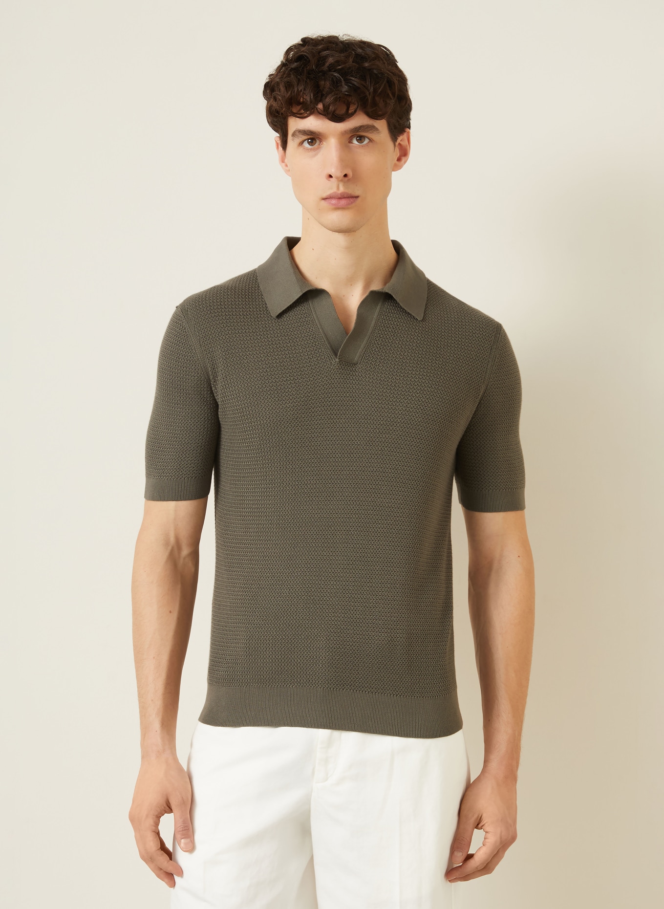 ZEGNA knitted polo shirt: KHAKI