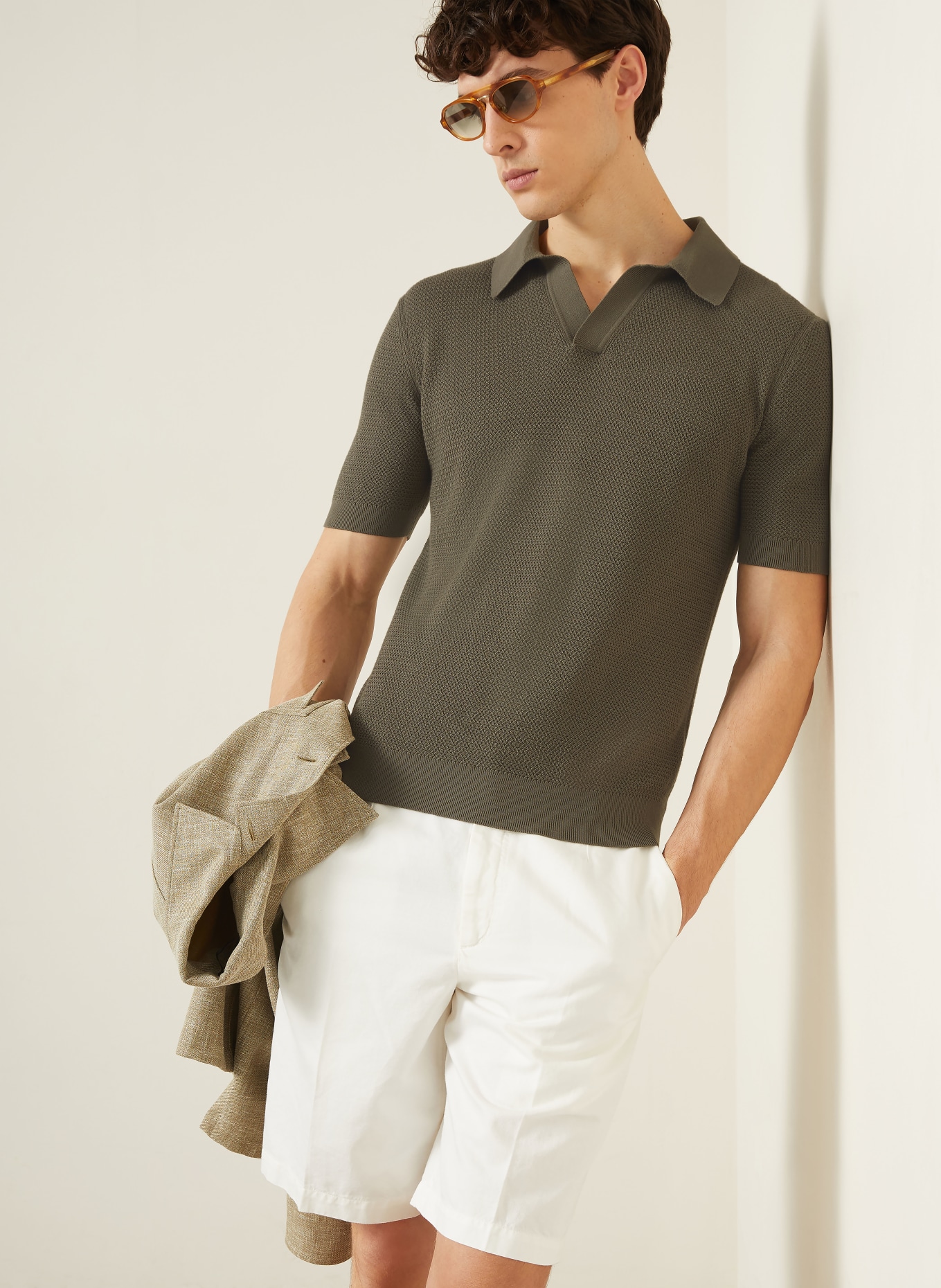 ZEGNA knitted polo shirt: KHAKI