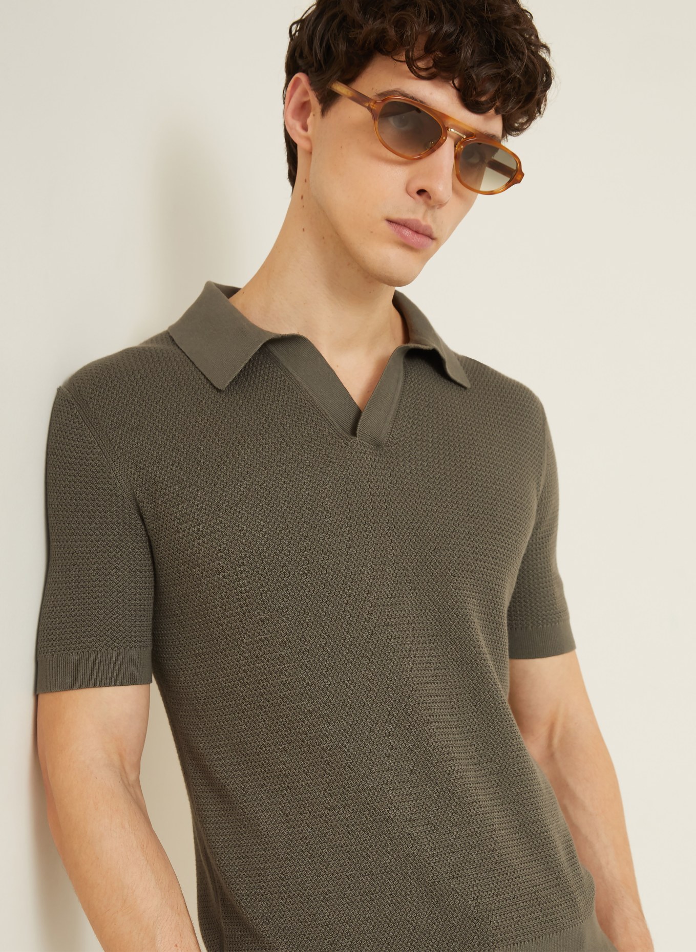 ZEGNA knitted polo shirt: KHAKI