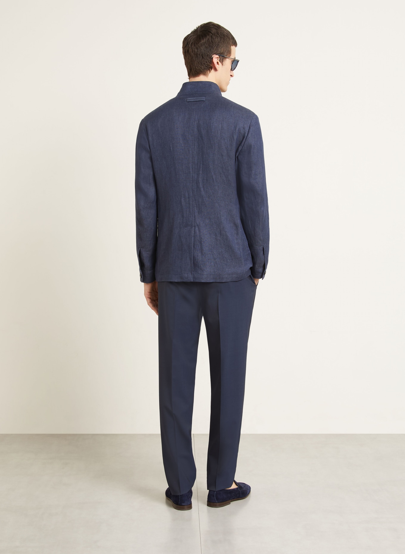 ZEGNA Marynarka lniana OASI LINO o kroju Extra Slim Fit: GRANATOWY