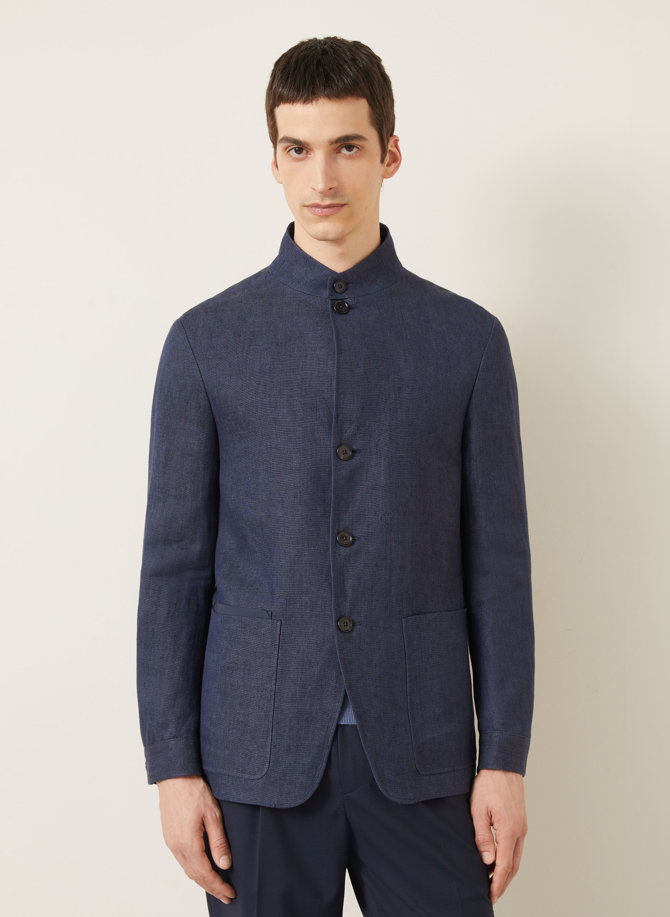 ZEGNA Marynarka lniana OASI LINO o kroju Extra Slim Fit: GRANATOWY