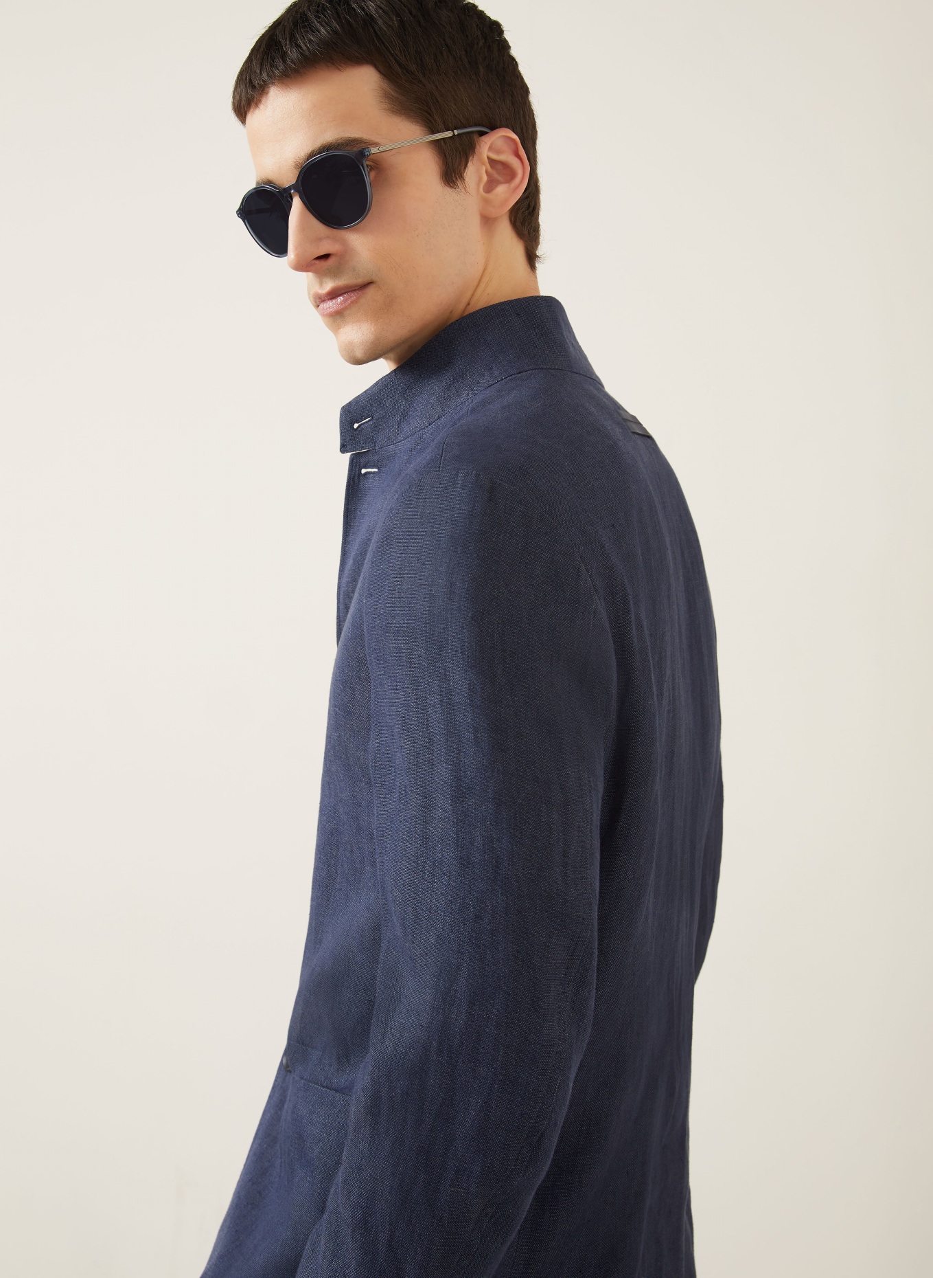 ZEGNA Marynarka lniana OASI LINO o kroju Extra Slim Fit: GRANATOWY