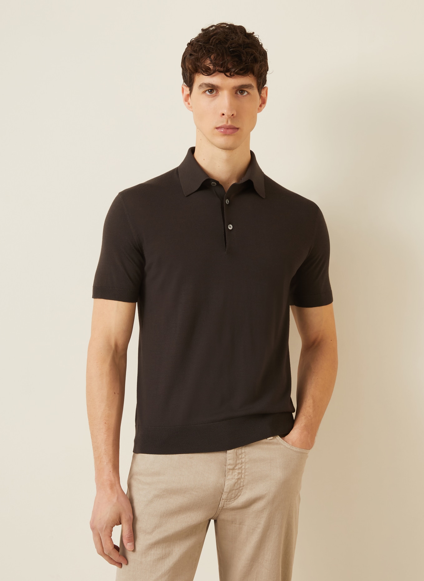 ZEGNA Knit polo shirt: DARK BROWN