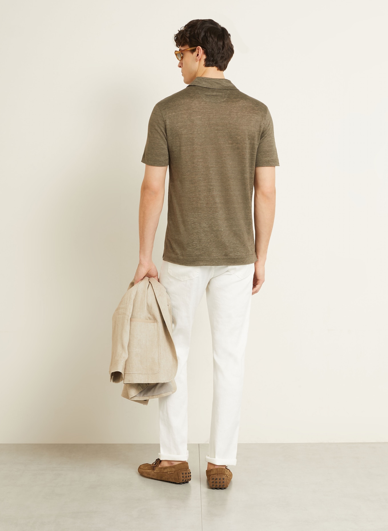 ZEGNA Polo en jersey de lin: TAUPE