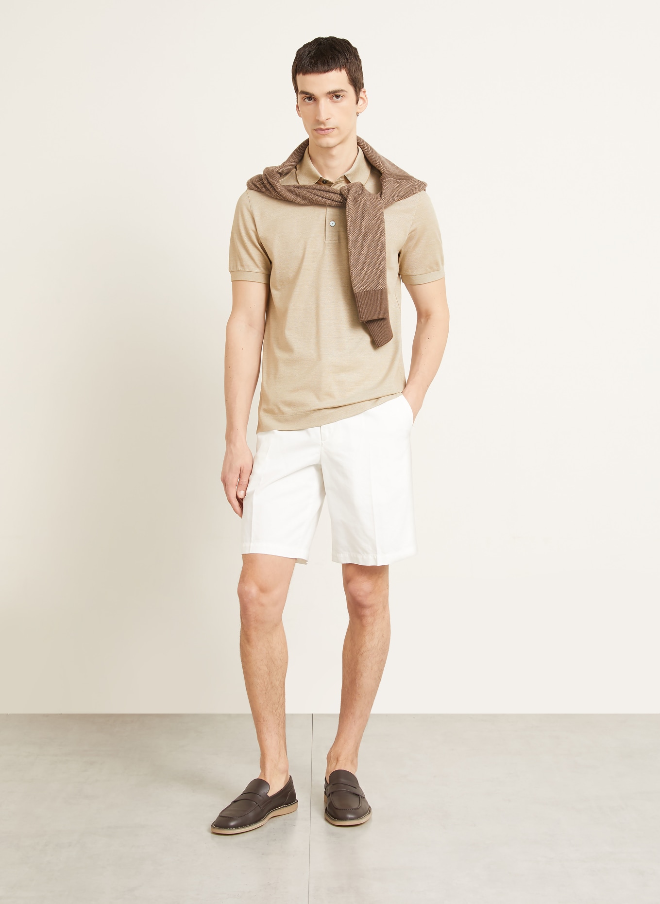 ZEGNA Piqué-Poloshirt mit Seide: BEIGE