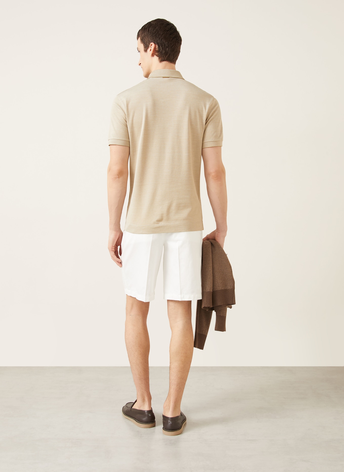 ZEGNA Piqué-Poloshirt mit Seide: BEIGE