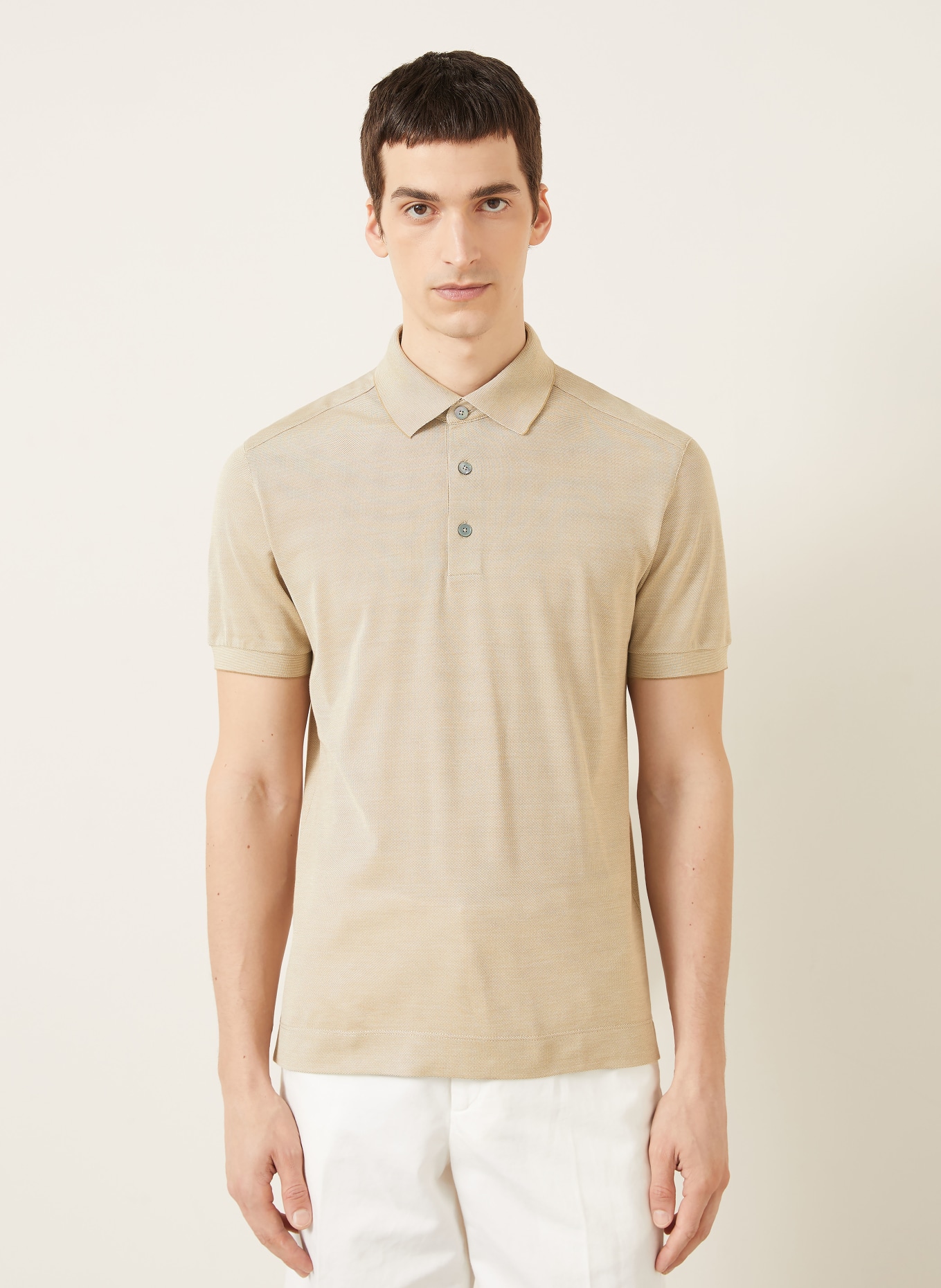ZEGNA Piqué-Poloshirt mit Seide: BEIGE