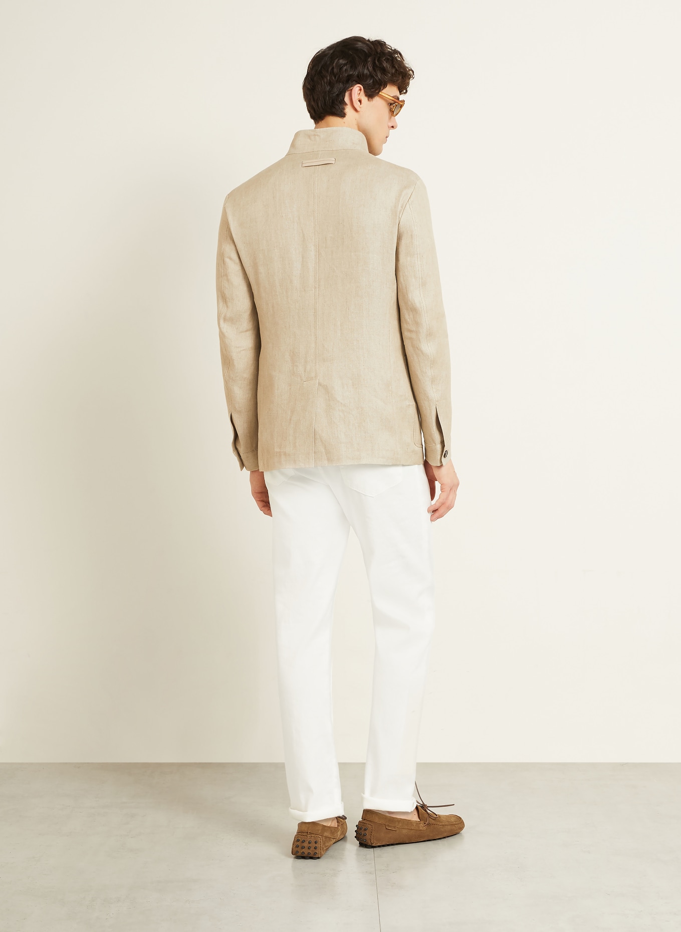 ZEGNA Veste en lin coupe ajustée: BEIGE