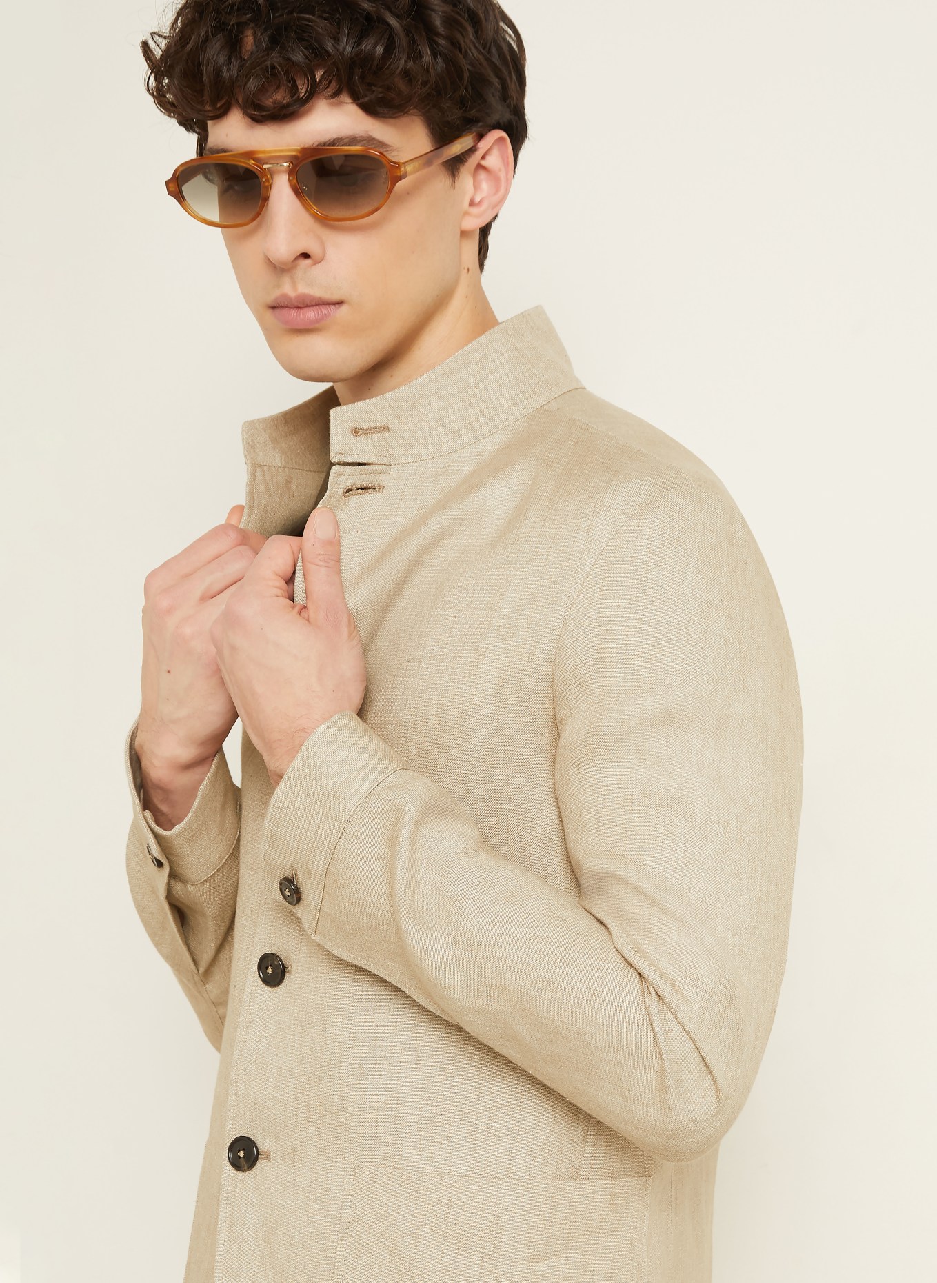 ZEGNA Veste en lin coupe ajustée: BEIGE