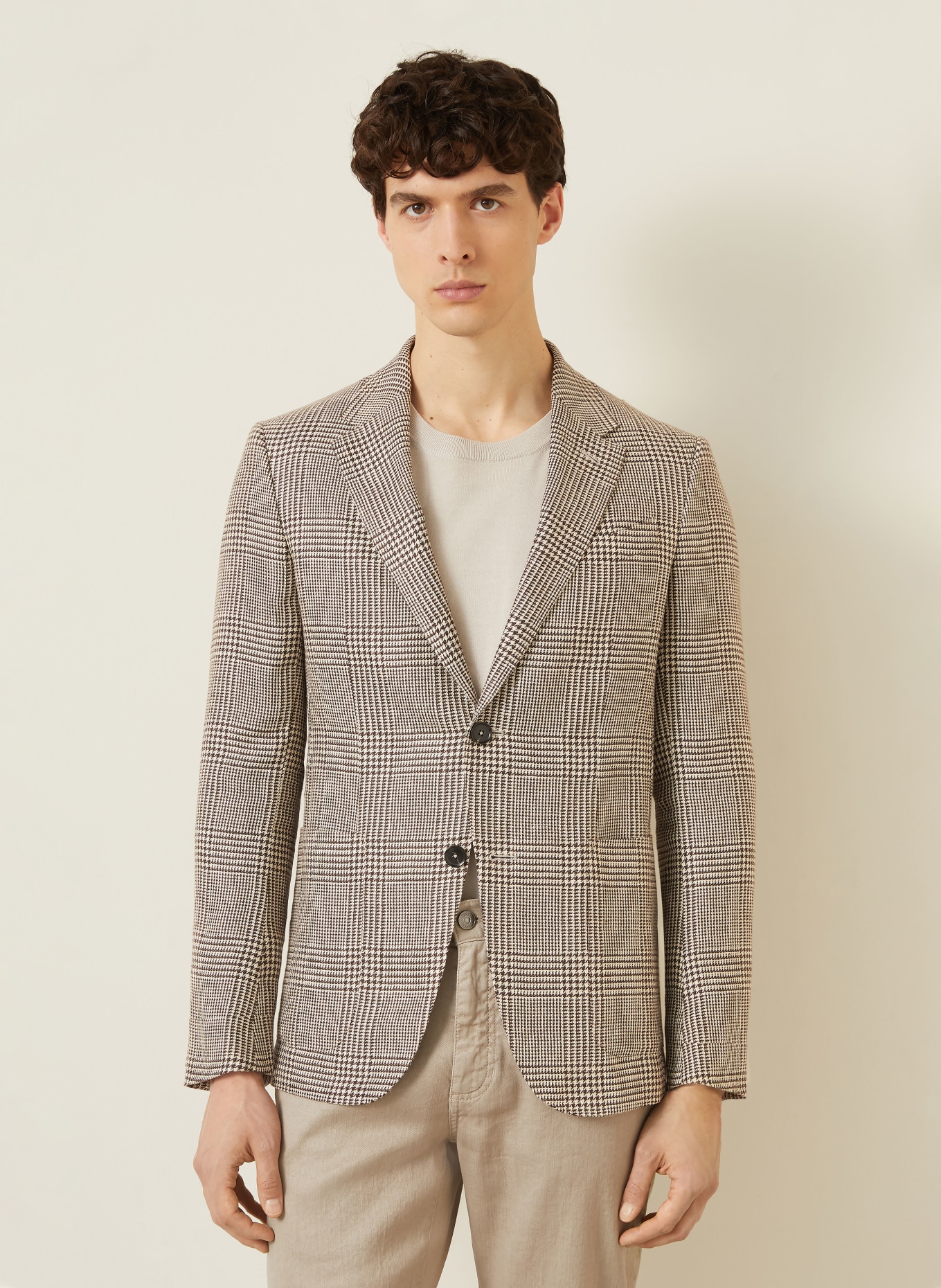 ZEGNA Linen Blazer, Extra Slim Fit: BEIGE / DARK BROWN
