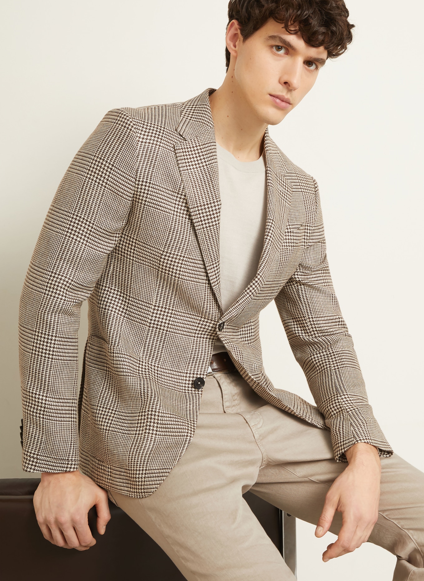 ZEGNA Linen Blazer, Extra Slim Fit: BEIGE / DARK BROWN
