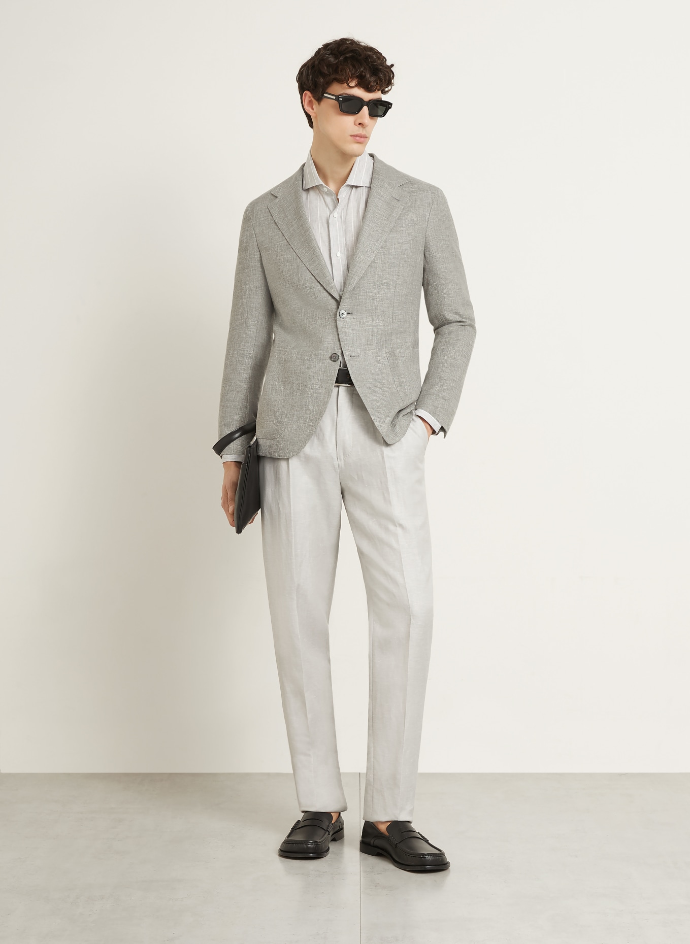 ZEGNA Extra Slim Fit Blazer with Linen: GRAY