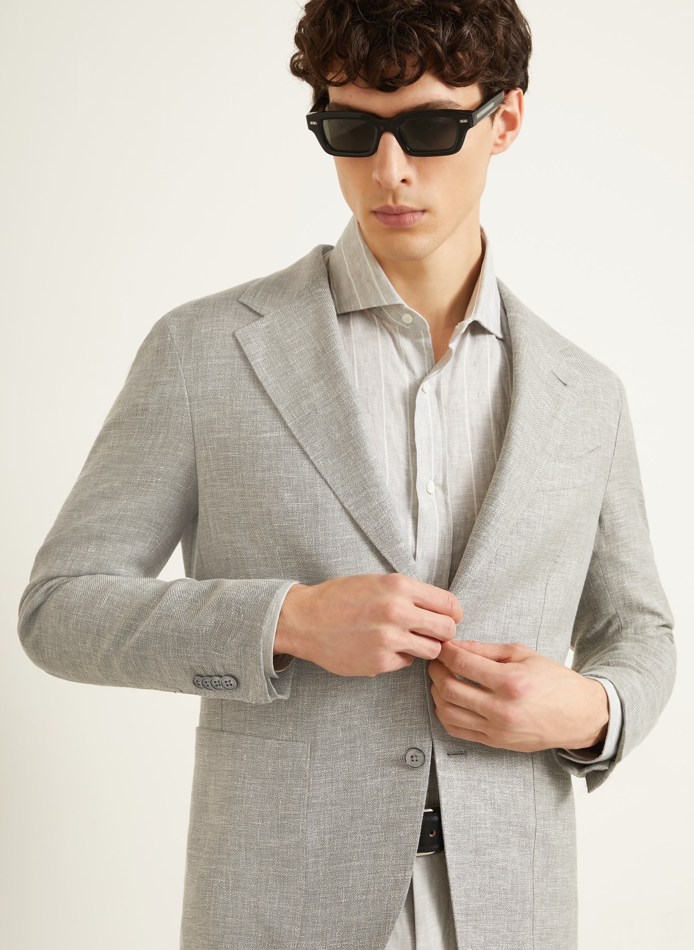 ZEGNA Extra Slim Fit Blazer with Linen: GRAY