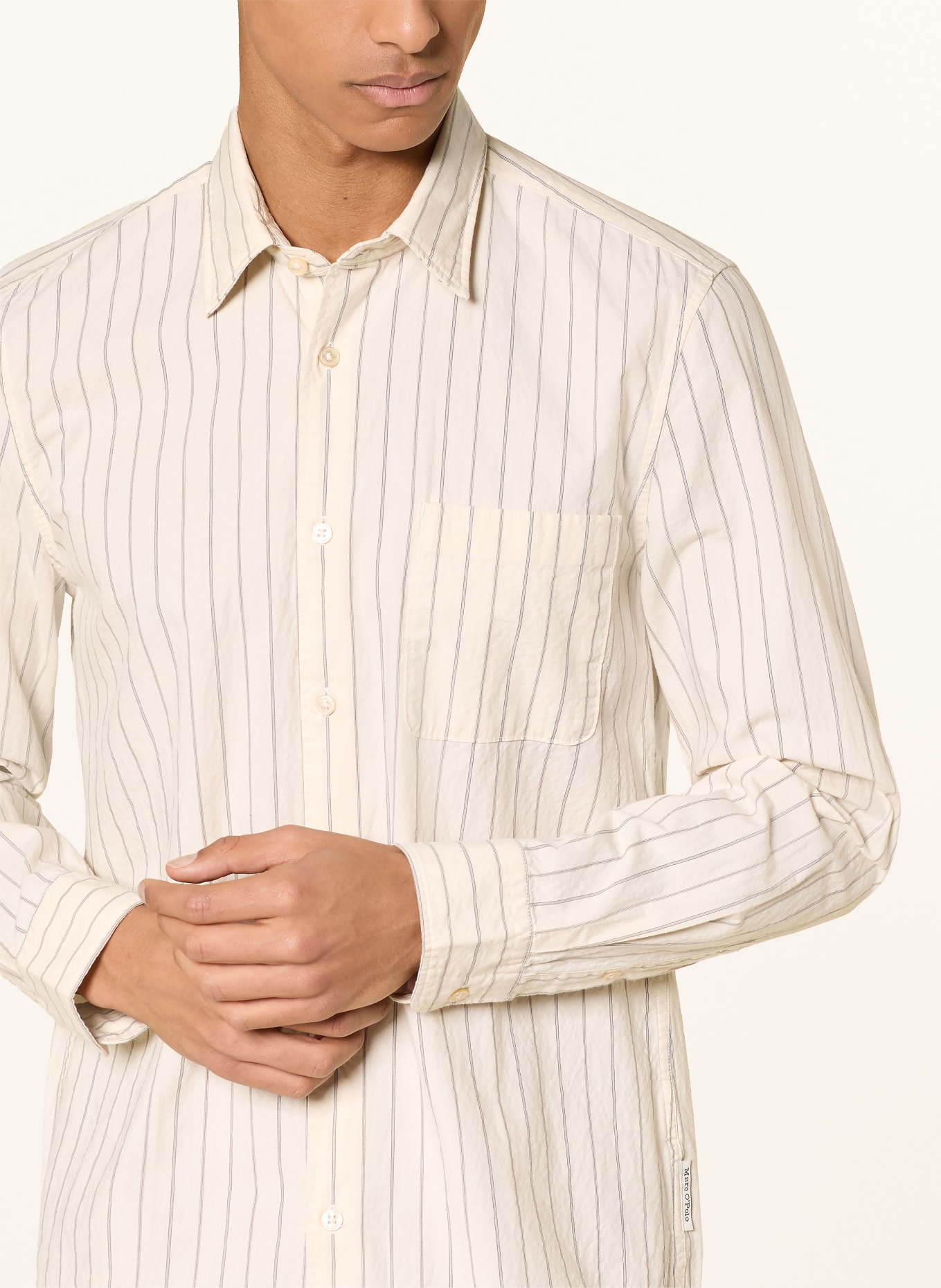 Marc O'Polo Košile s přiléhavým střihem: KRÉMOVÁ / ČERNOŠEDÁ / TMAVĚ ŠEDÁ