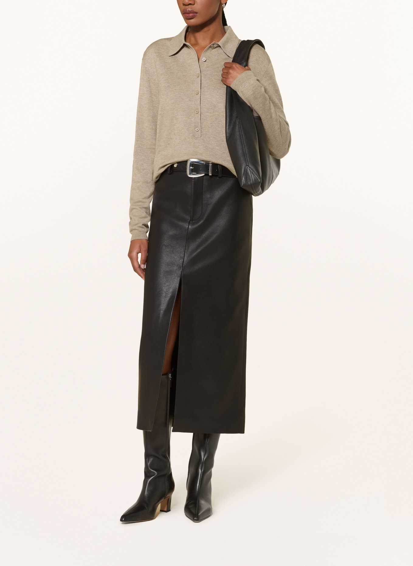 The Frankie Shop Strick-Poloshirt TALA: BRAUN