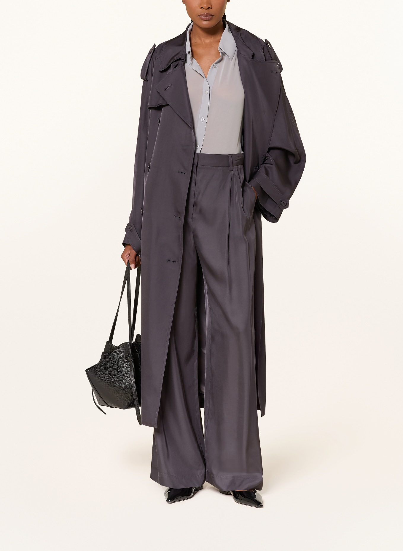 The Frankie Shop MARFA Marle Pants: DARK GRAY