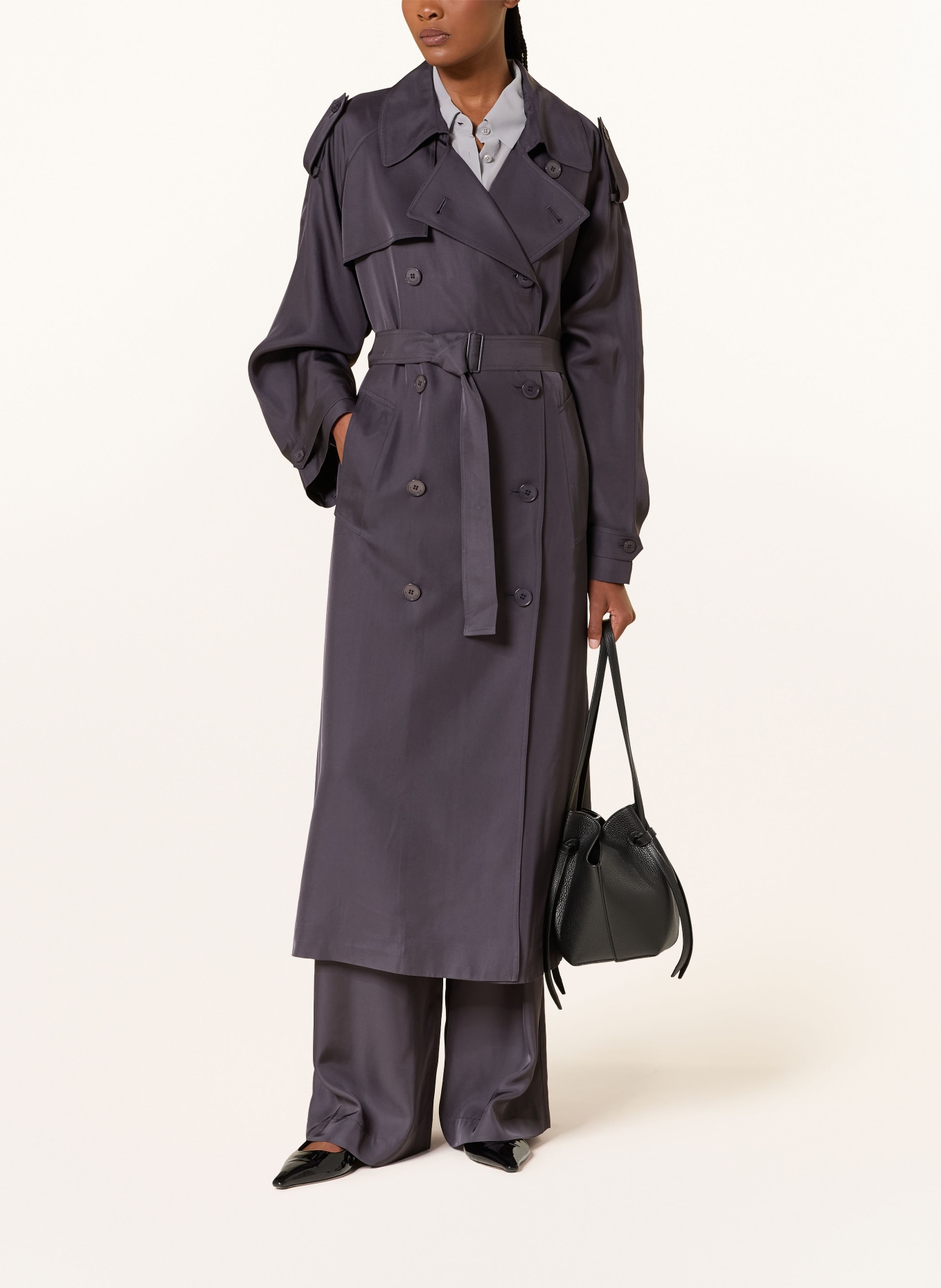 The Frankie Shop Oversized trenchcoat VEYRON: DONKERGRIJS