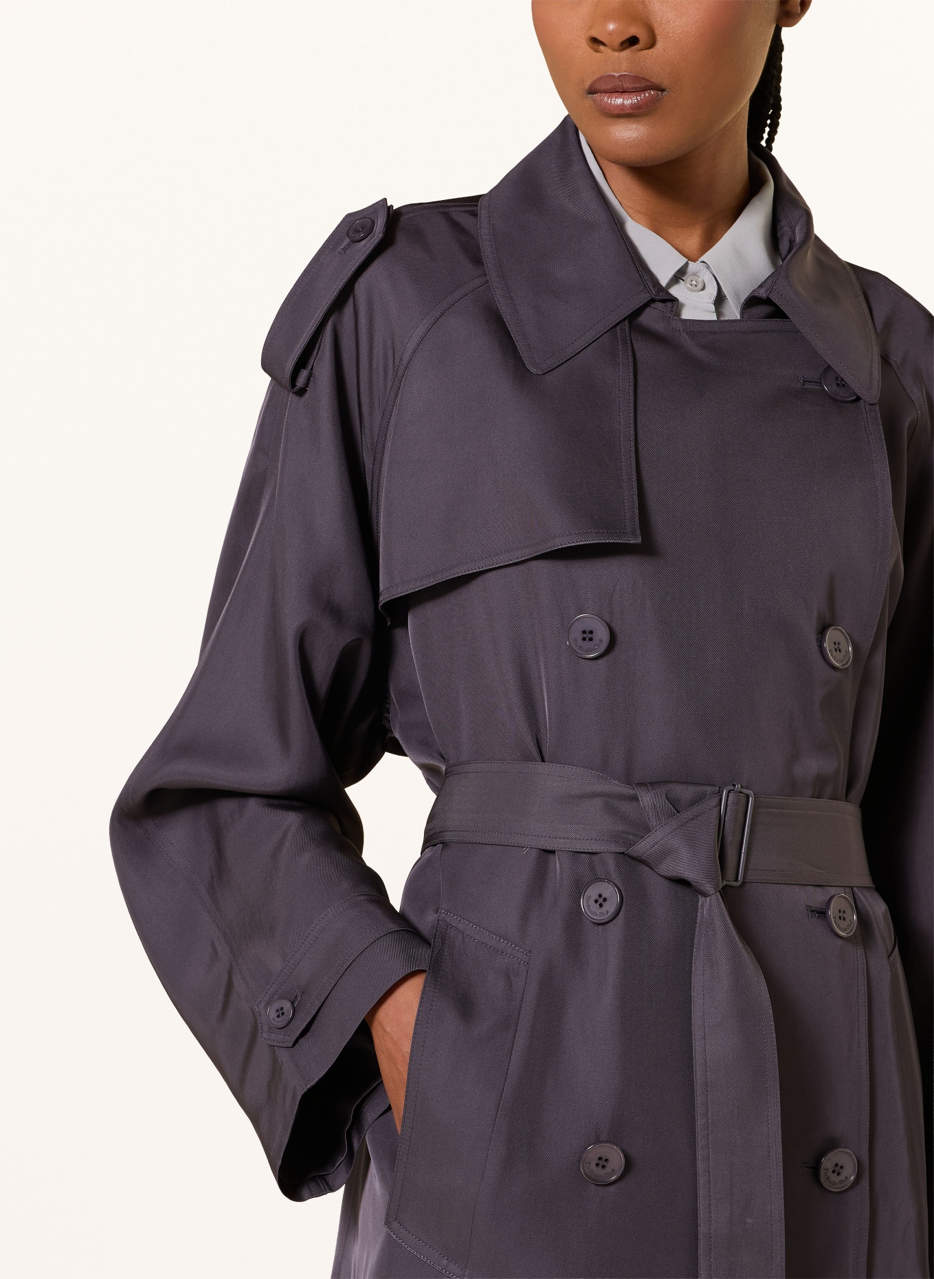 The Frankie Shop Oversized trenchcoat VEYRON: DONKERGRIJS