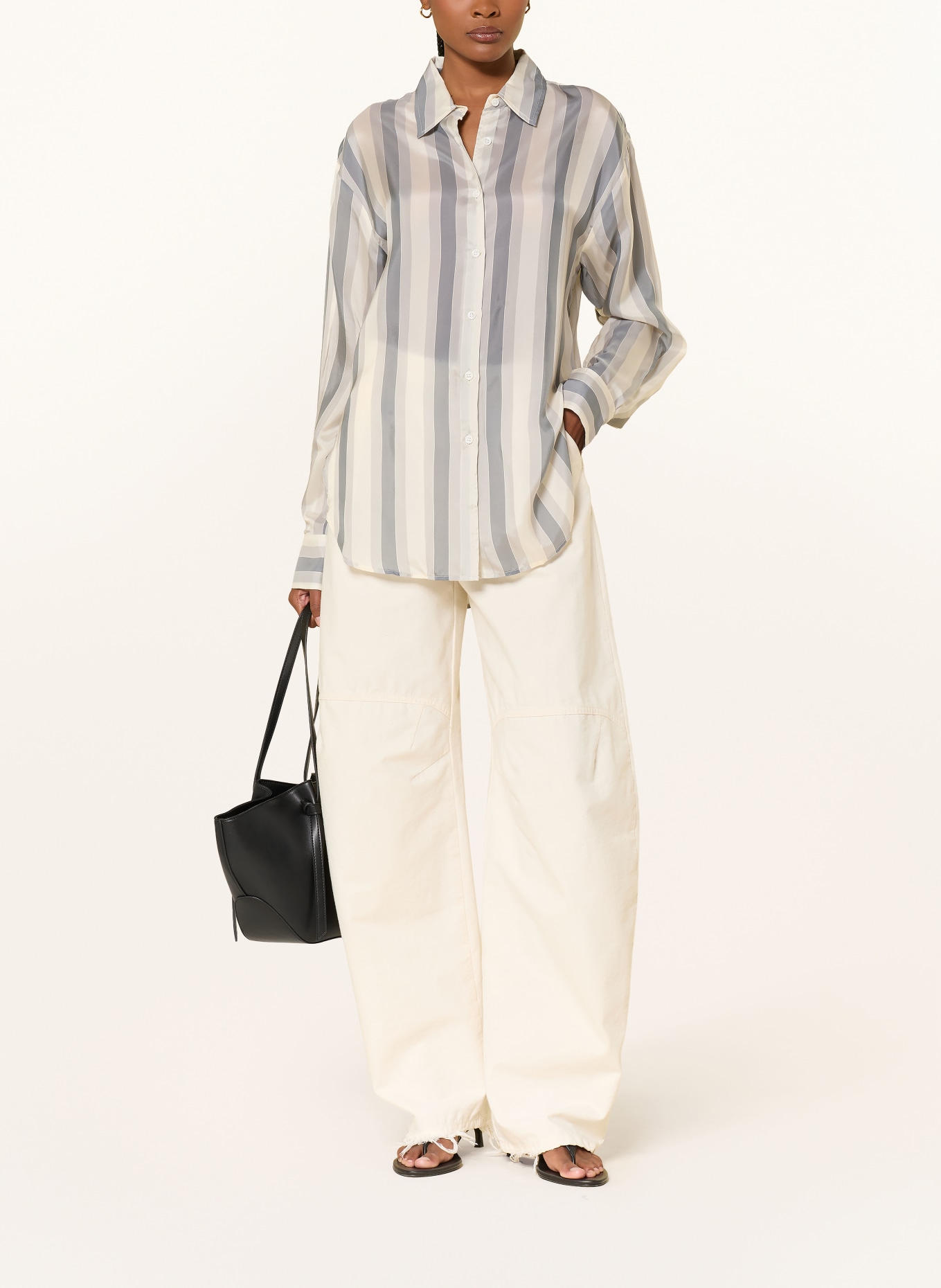 The Frankie Shop Hemdbluse PERI: CREME / HELLGRAU / GRAU