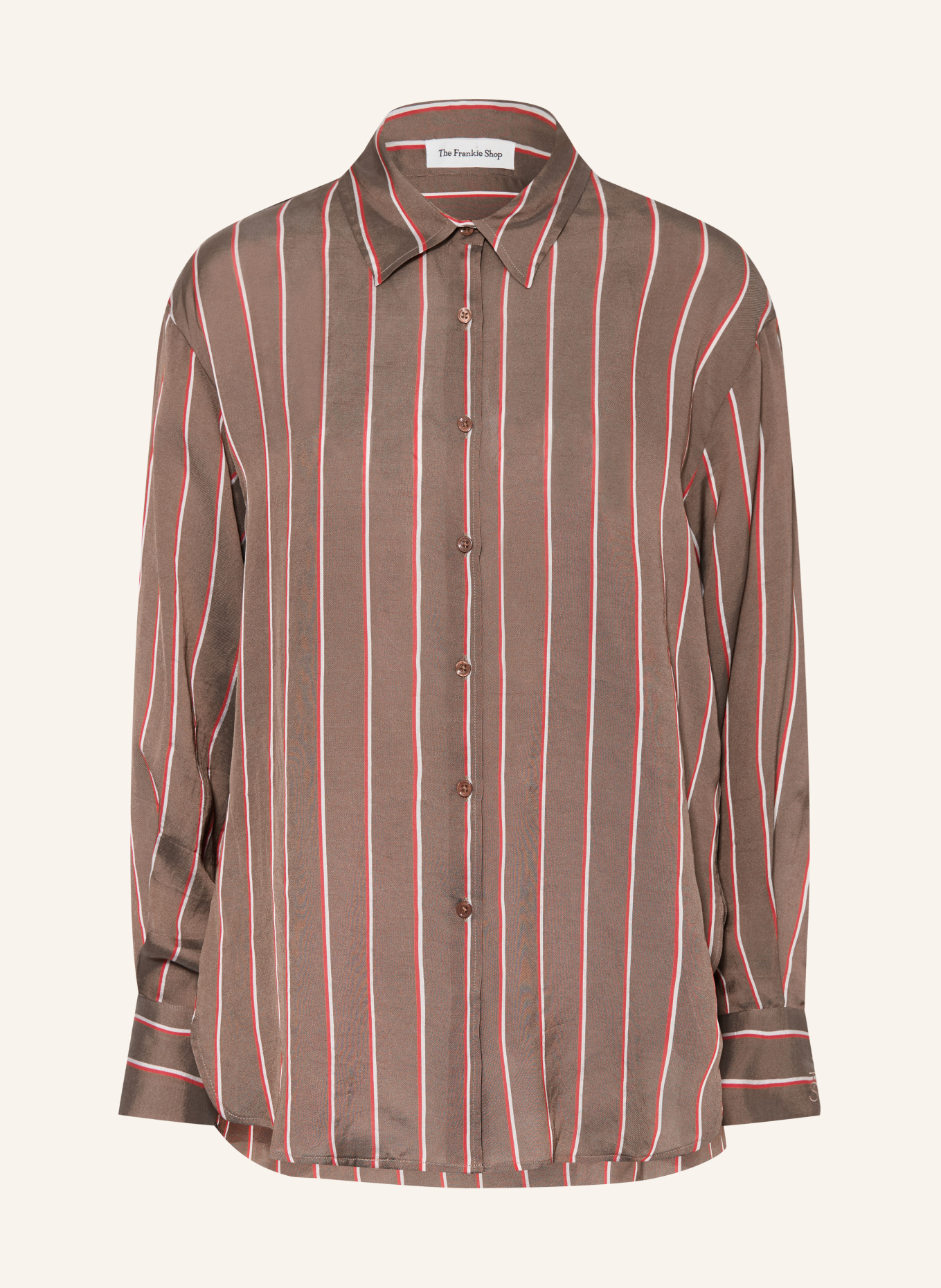 The Frankie Shop Košilová blůza PERI: TMAVĚ HNĚDÁ / ČERVENÁ / BÍLÁ