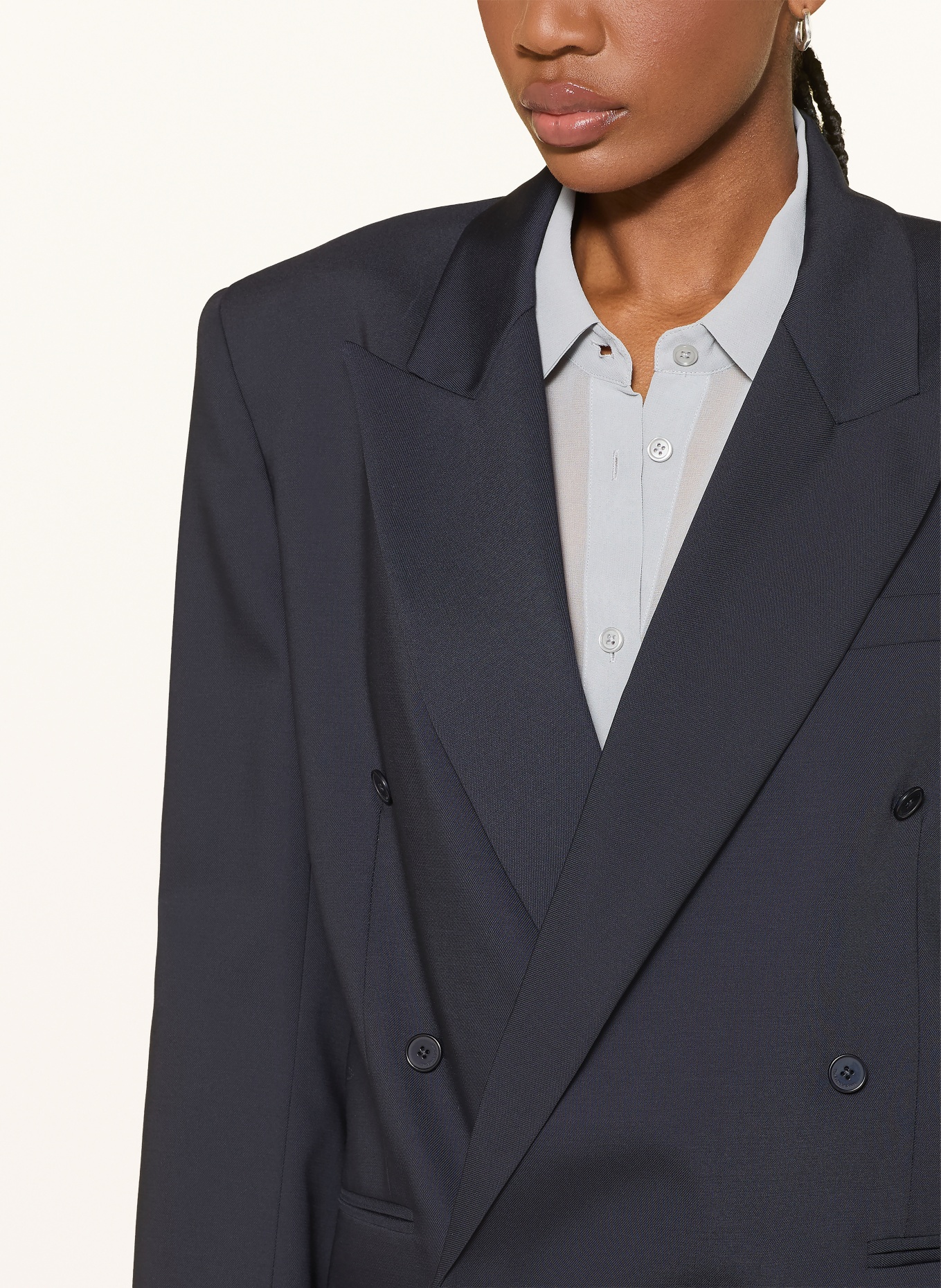 The Frankie Shop MONTEREY Long Blazer: DARK BLUE