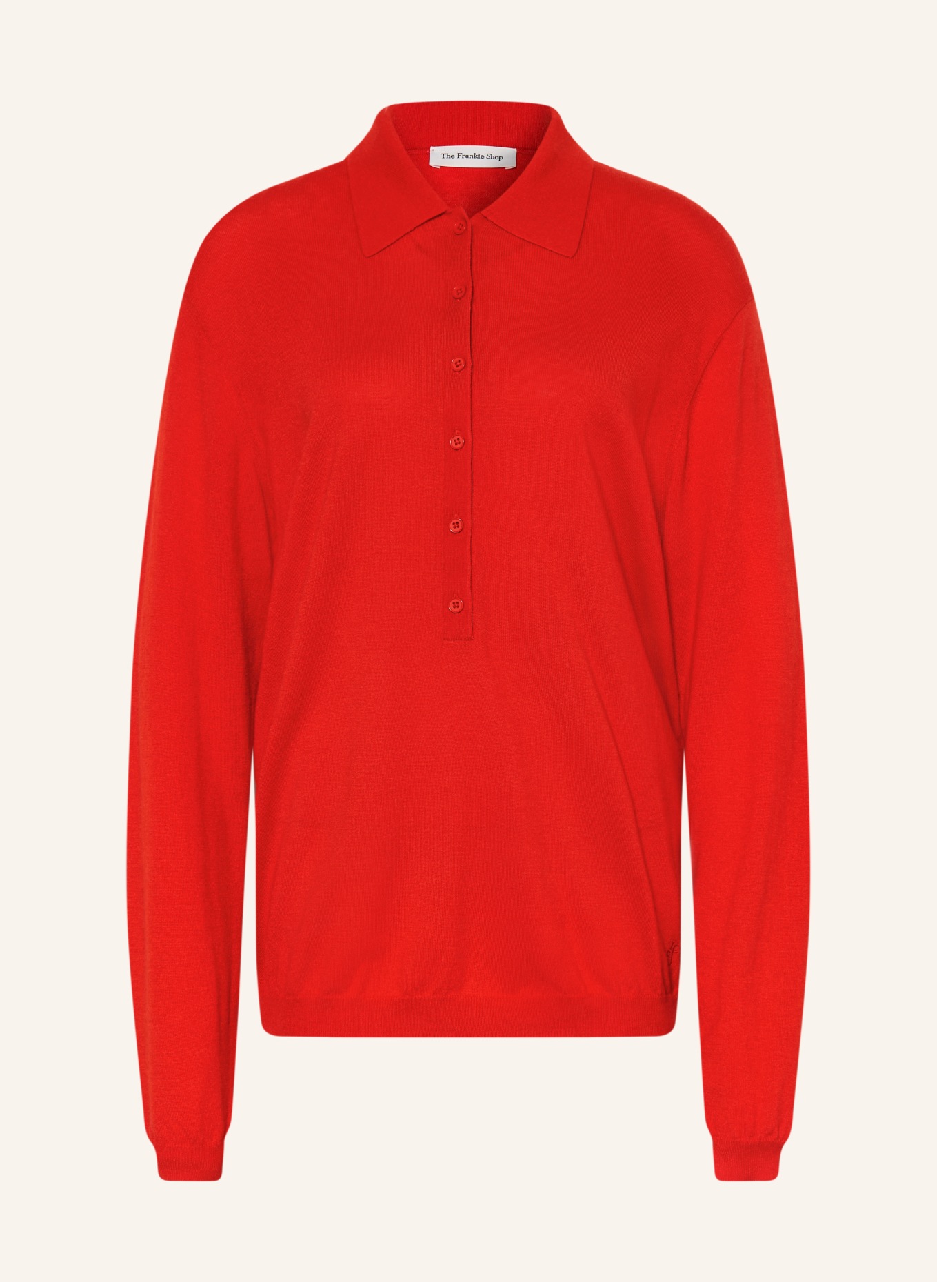 The Frankie Shop Strick-Poloshirt TALA mit Leinen: ROT