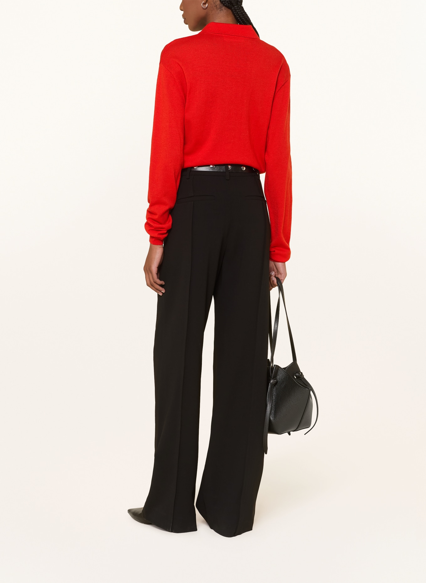 The Frankie Shop Strick-Poloshirt TALA mit Leinen: ROT