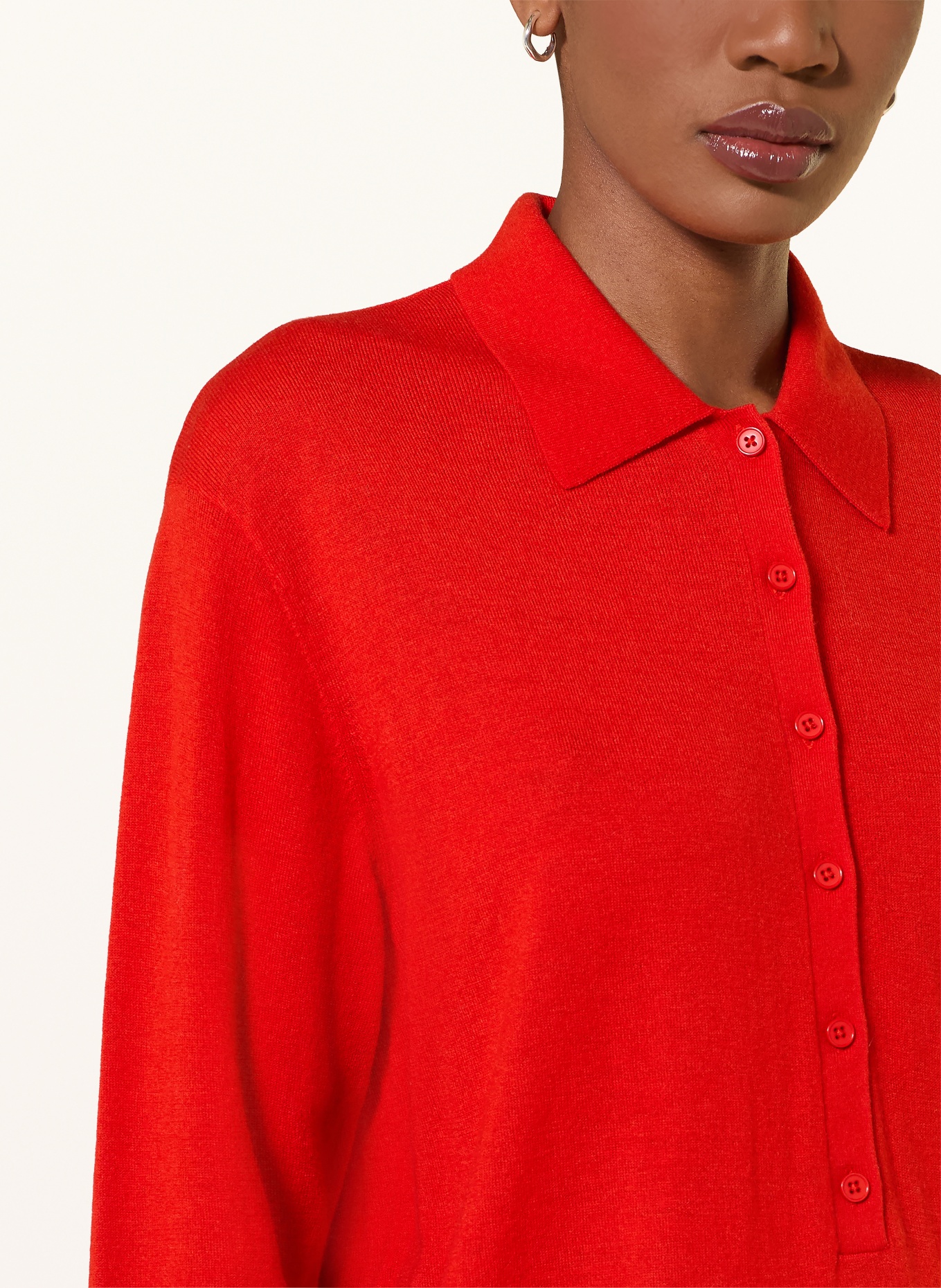 The Frankie Shop Strick-Poloshirt TALA mit Leinen: ROT