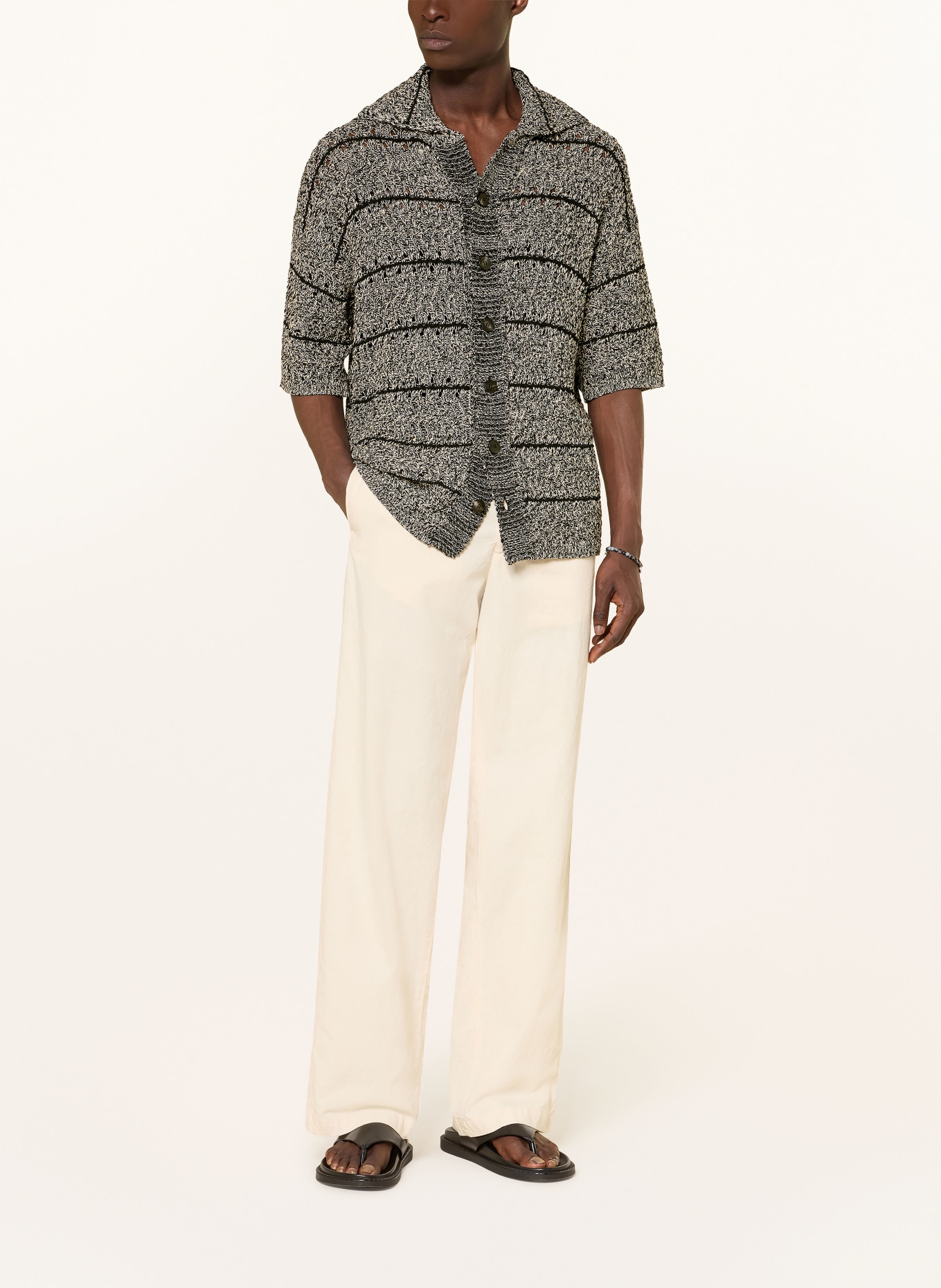 roberto collina Strickhemd Comfort Fit: SCHWARZ / WEISS